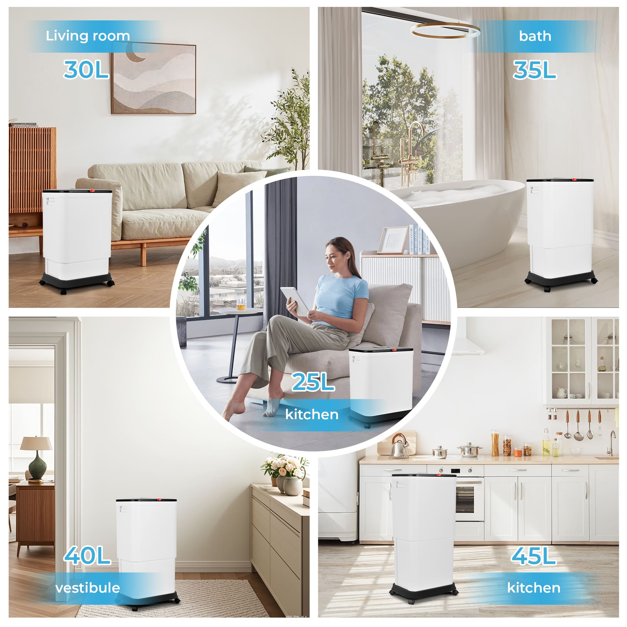 SUSTEAS Telescopic Kitchen Trash Can