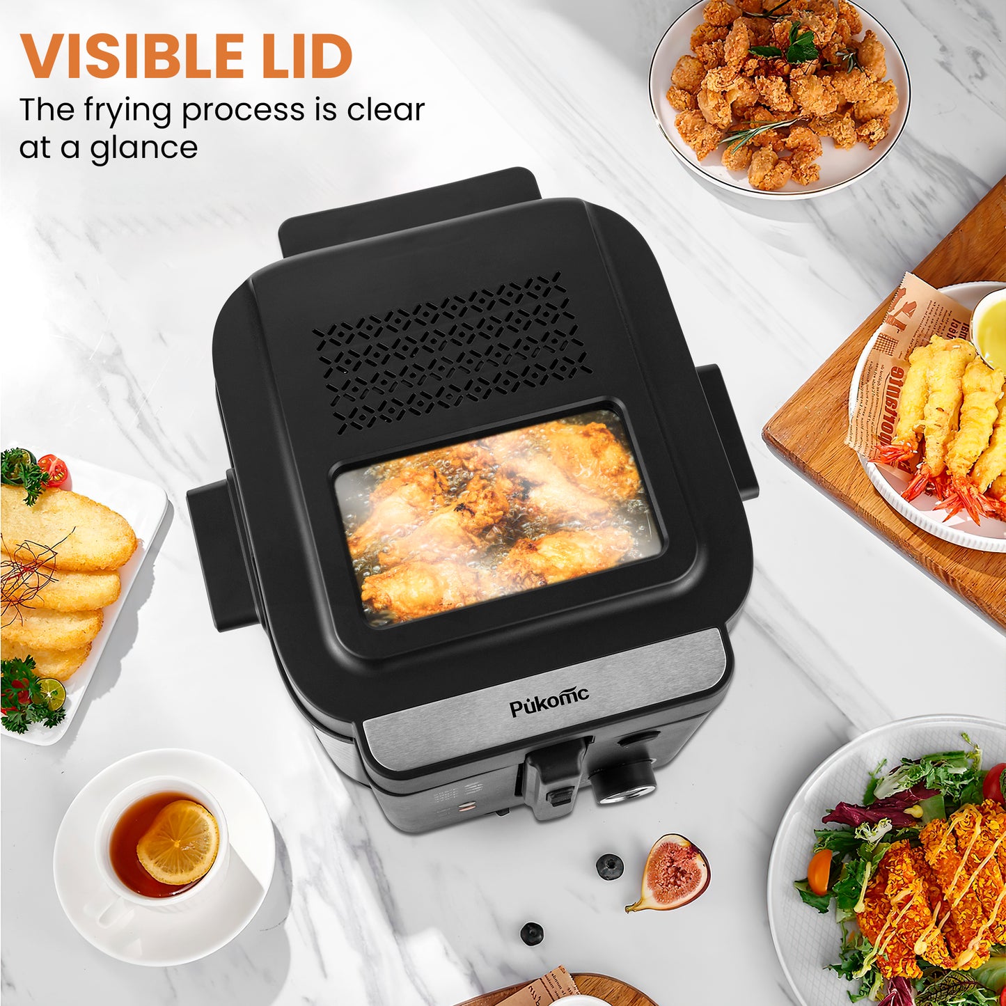 SUSTEAS Deep Fryer with Basket Mother's Day, 1500W Electric Deep Fryers for Home Use with Temperature Control, Removable Lid and 2.5L Non-Stick Inner Pot Easy to Clean