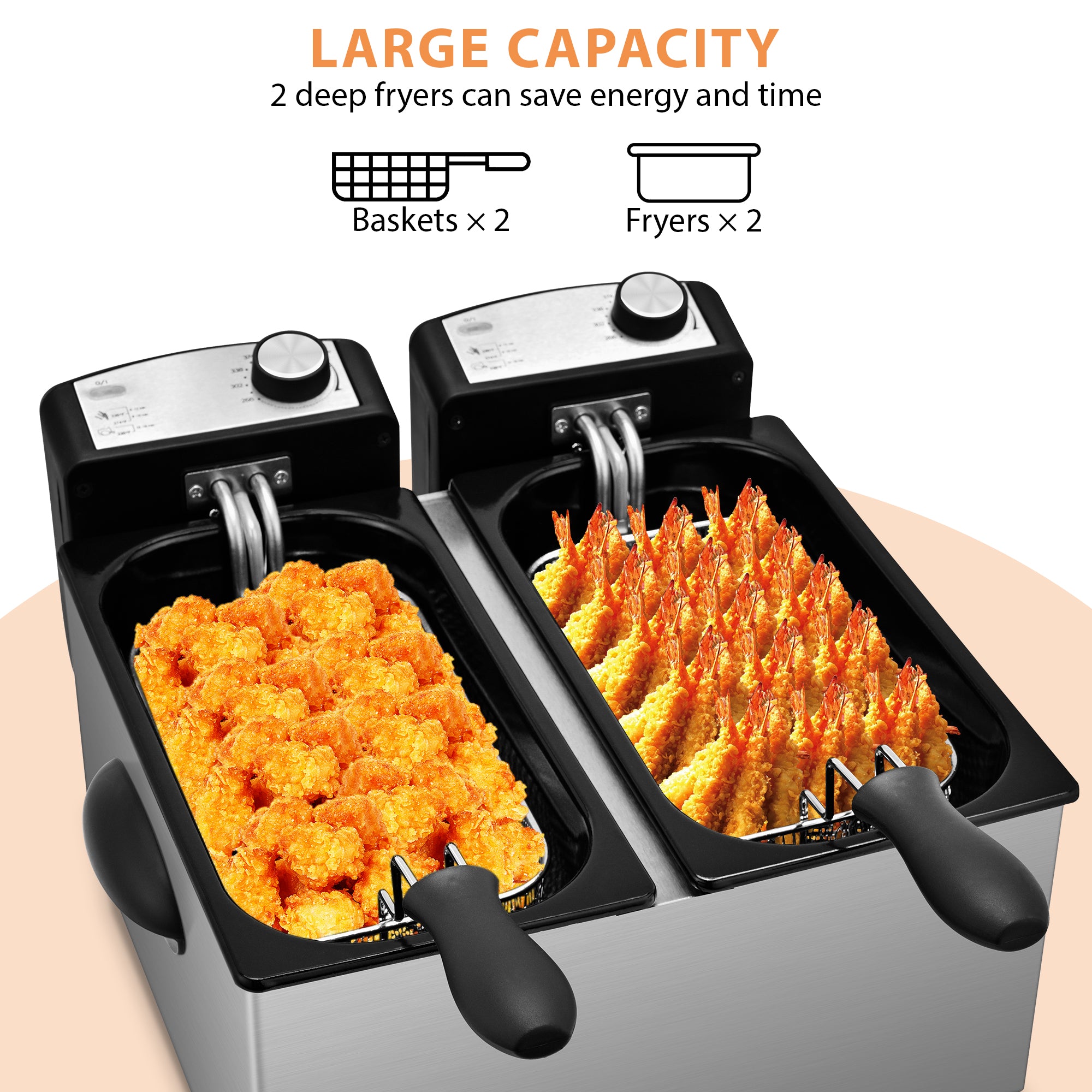 SUSTEAS 2-Basket Electric Deep Fryer