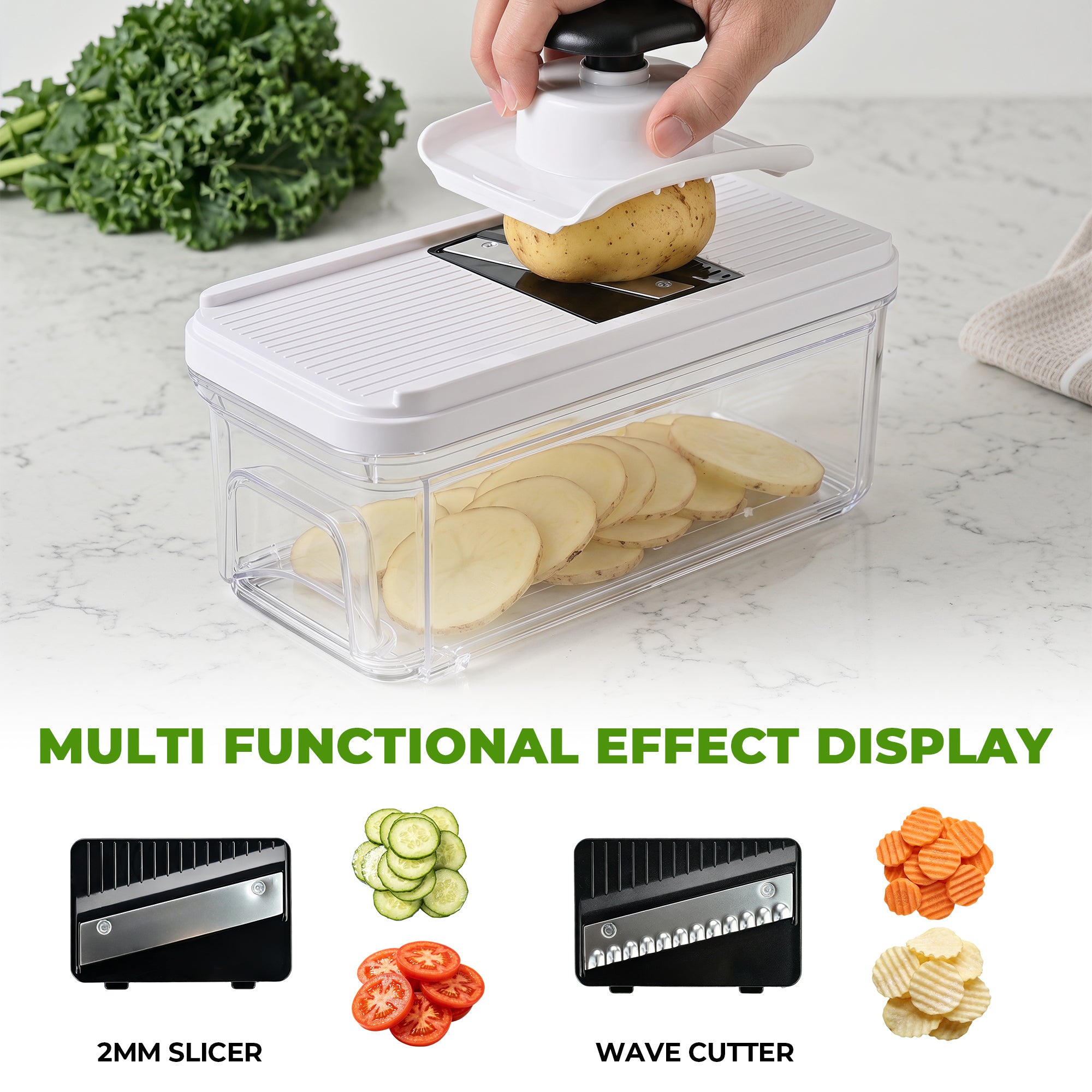 7-Blade Vegetable Chopper with Pull-Out Container & Mandoline Slicer B870