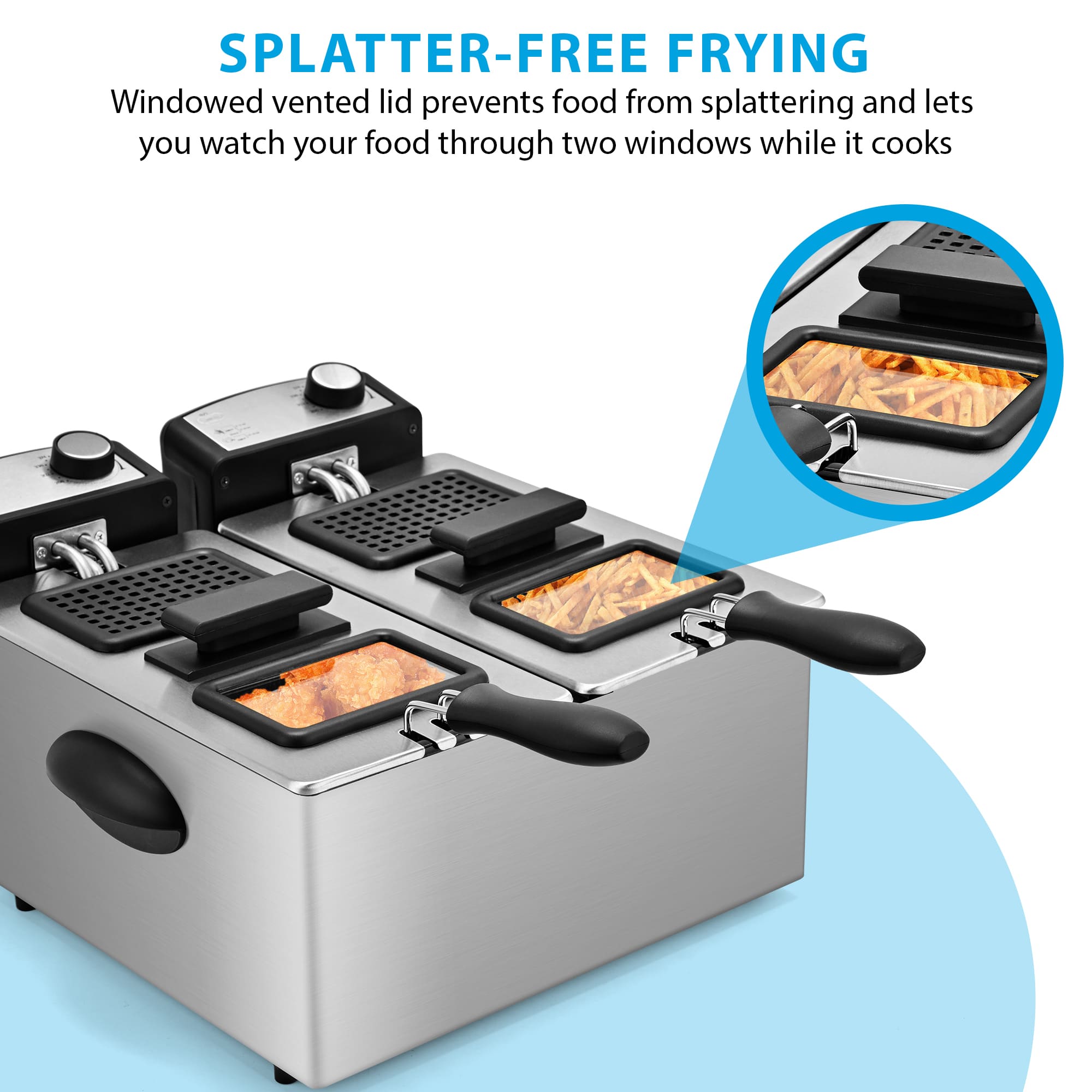 SUSTEAS Electric Fryer Machine for Home, Small Fryer for Kitchen