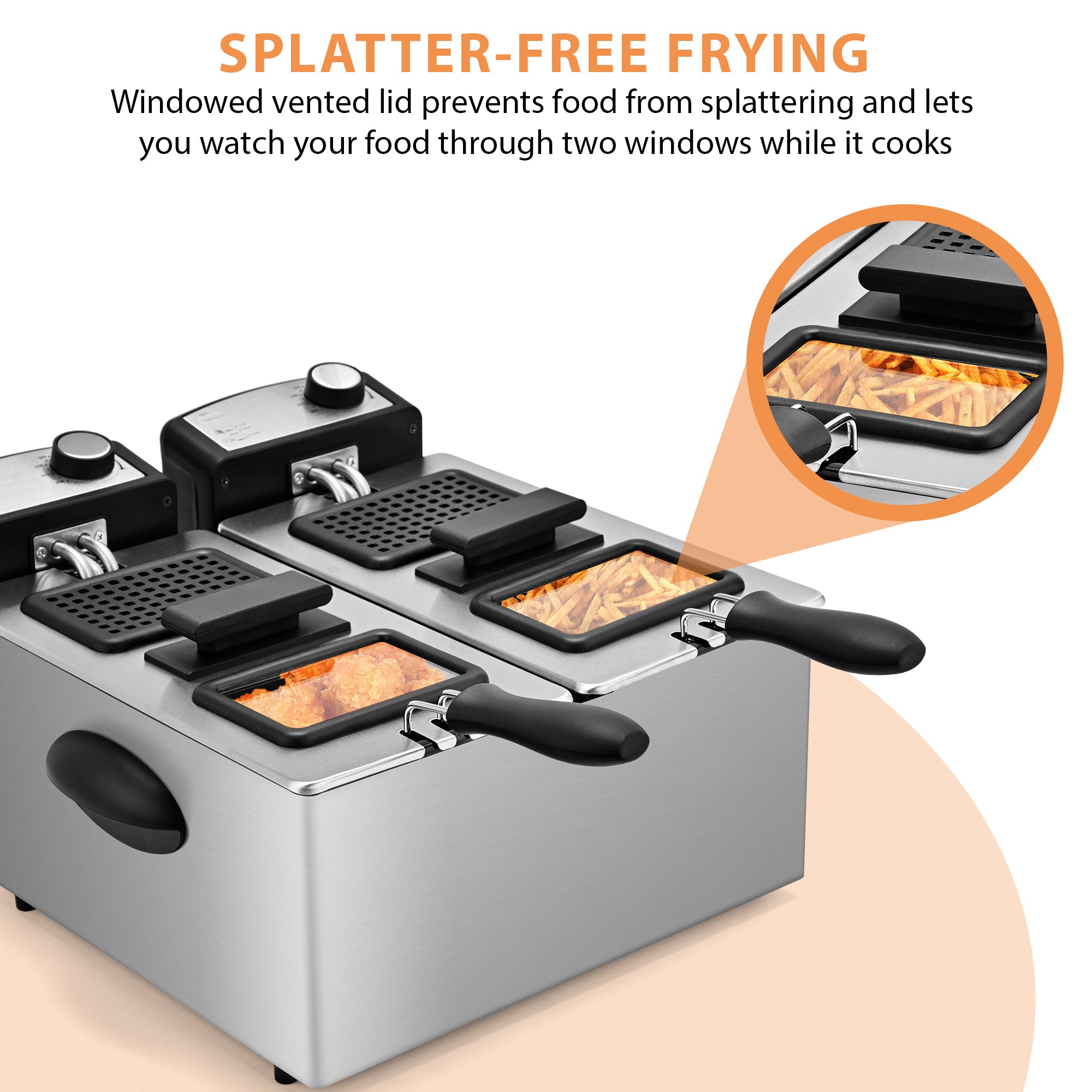 SUSTEAS 2-Basket Electric Deep Fryer