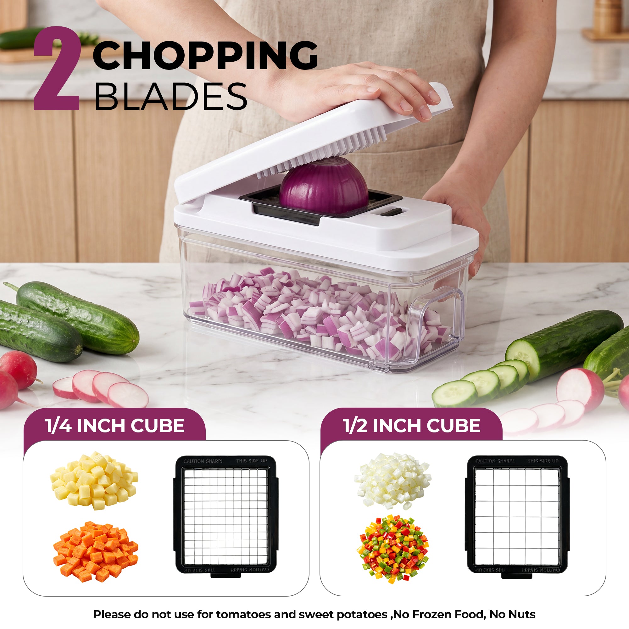7-Blade Vegetable Chopper with Pull-Out Container & Mandoline Slicer B870
