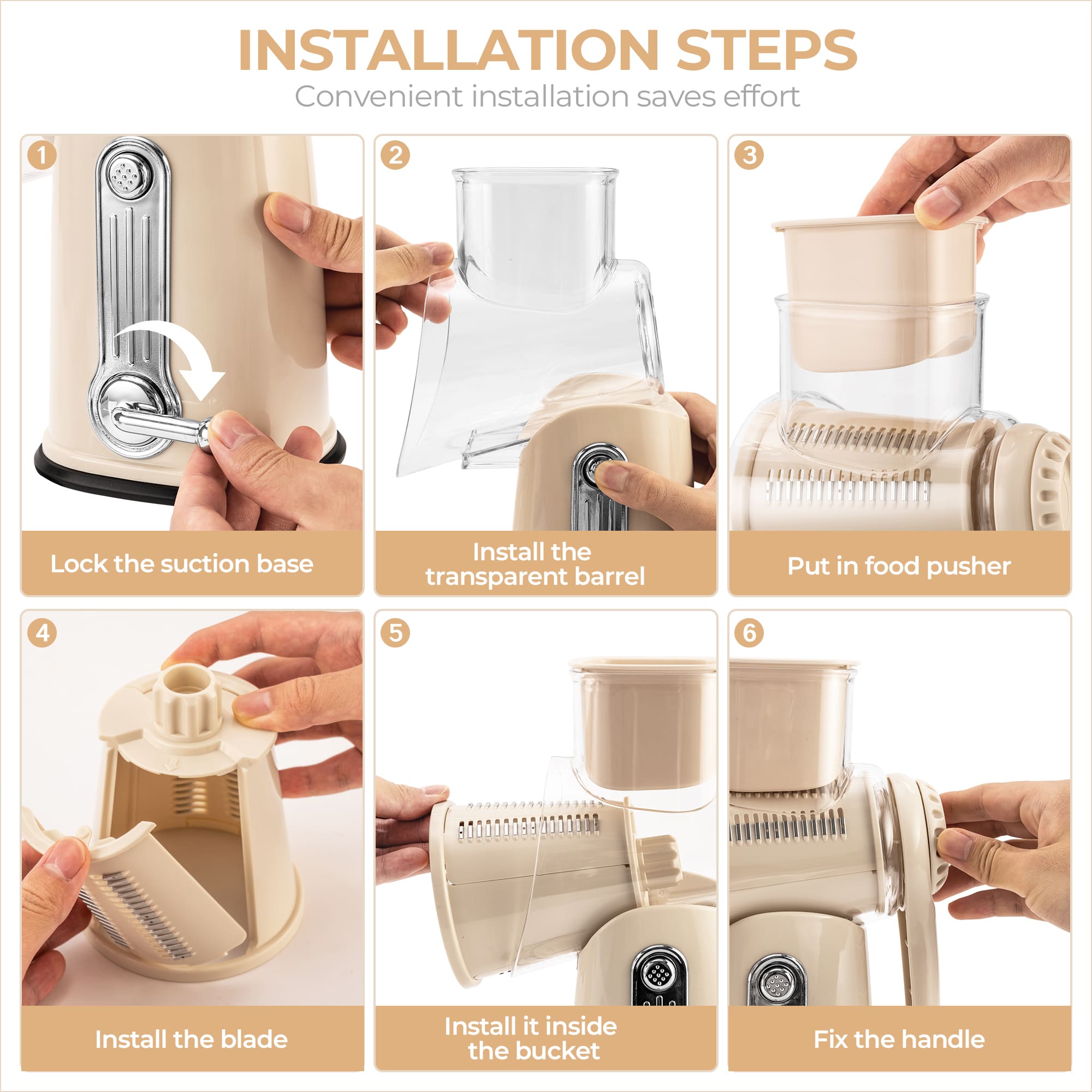 SUSTEAS Rotary Cheese Grater & Vegetable Slicer