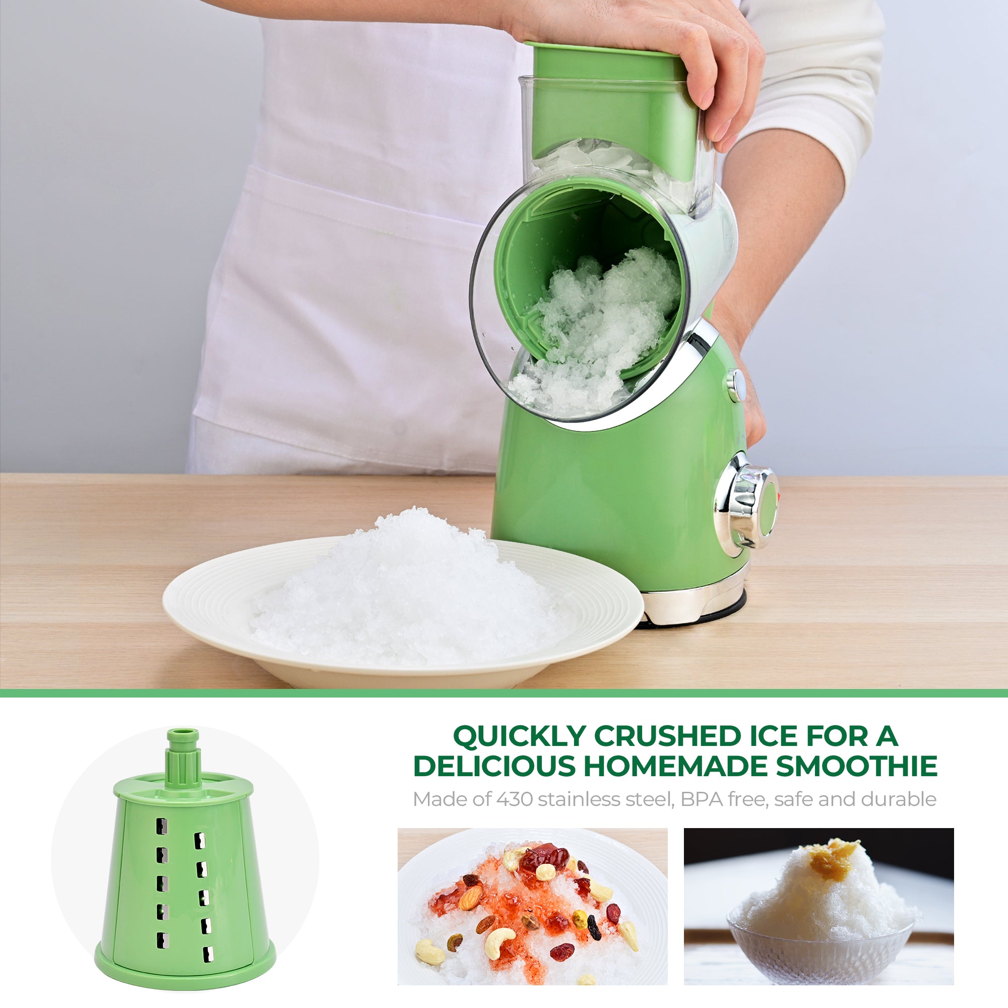 SUSTEAS New Rotary Cheese Grater & Vegetable Shredder with 5 Blades