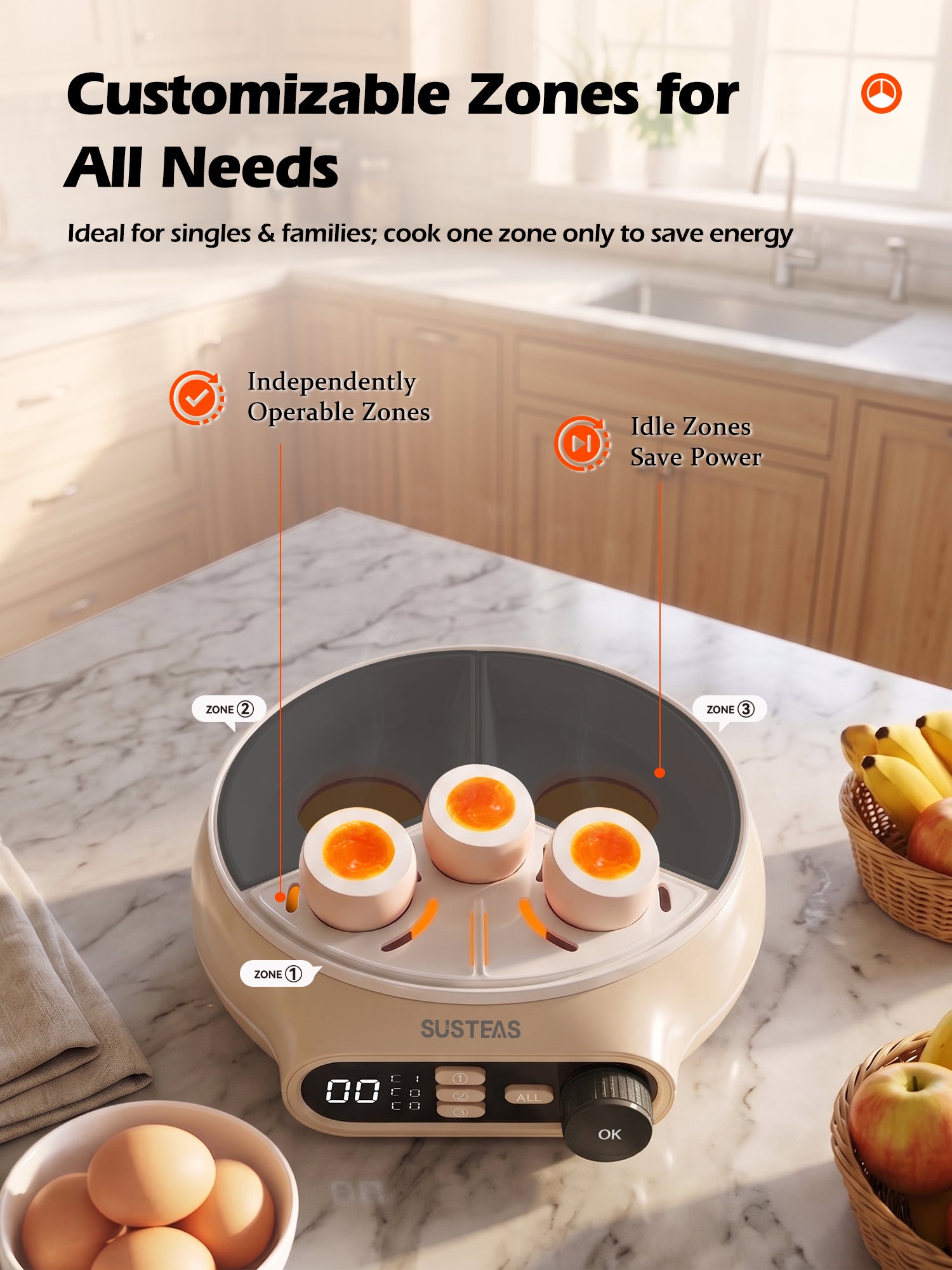 Rapid Egg Cooker 9 Eggs Capacity, Soft, Medium, Hard Boiled Egg Cooker ZD7000