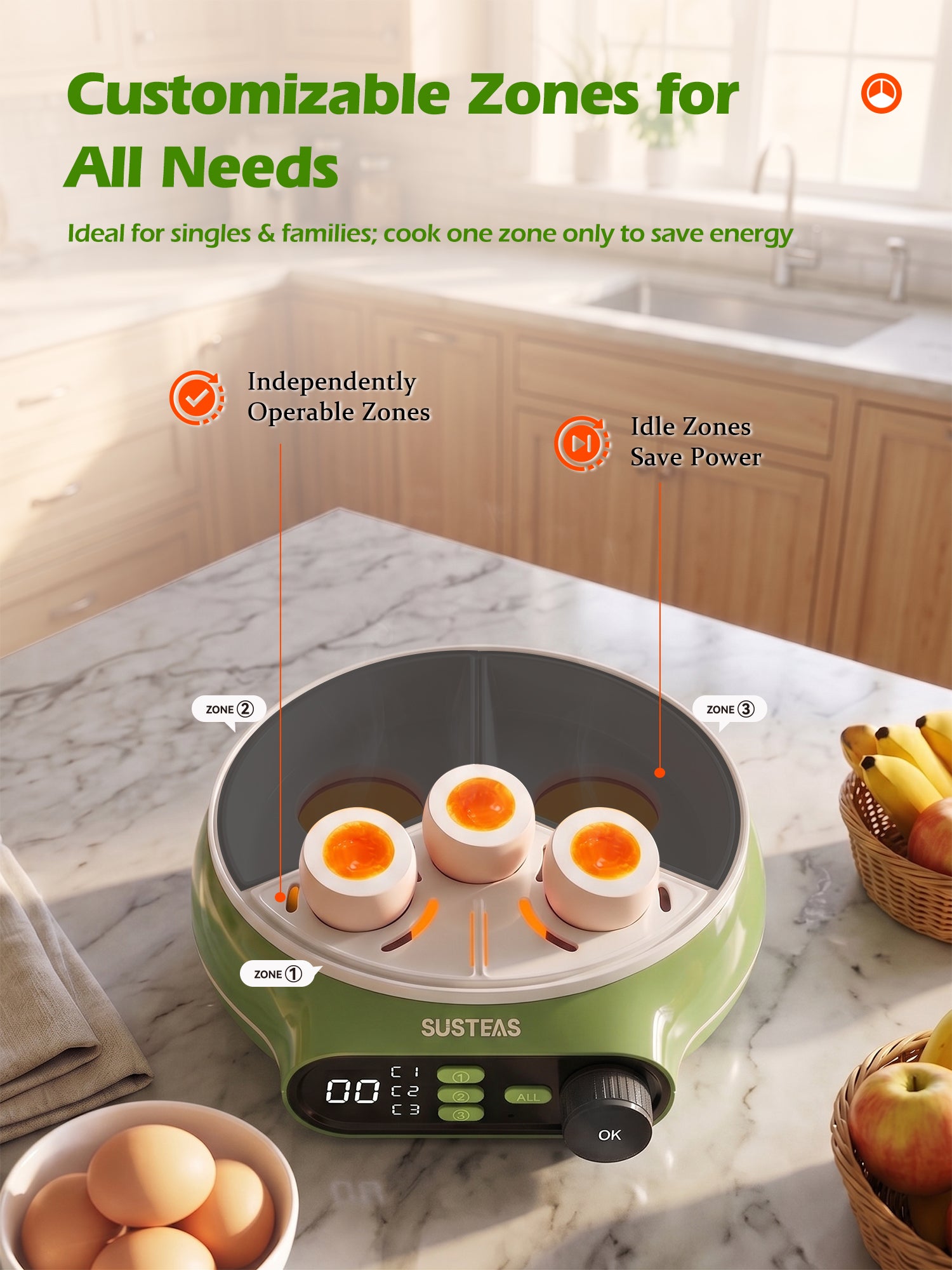 Rapid Egg Cooker 9 Eggs Capacity, Soft, Medium, Hard Boiled Egg Cooker ZD7000