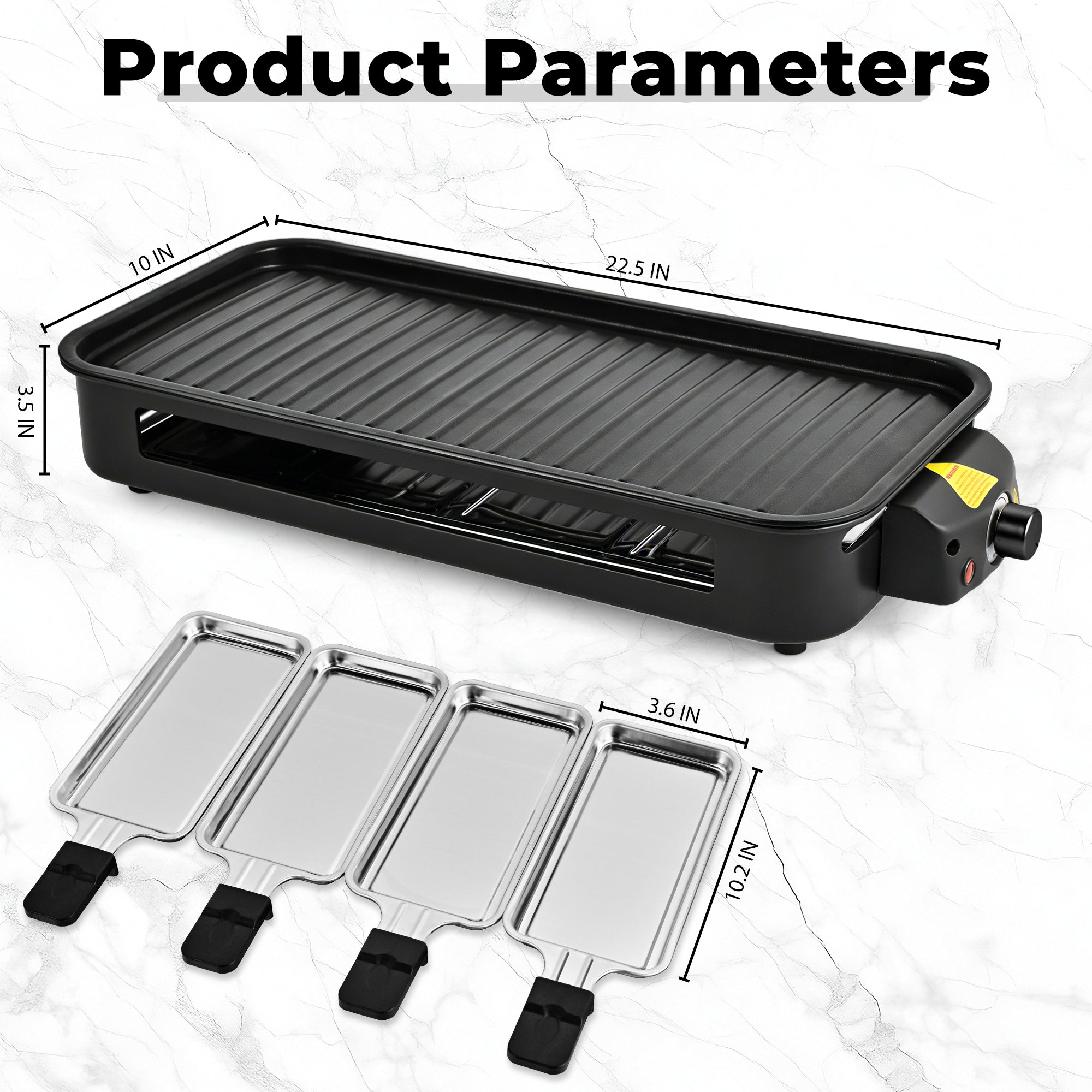 Indoor Electric Grill Smokeless Non-Stick Griddle with Raclette Pans DKS-320/ 321