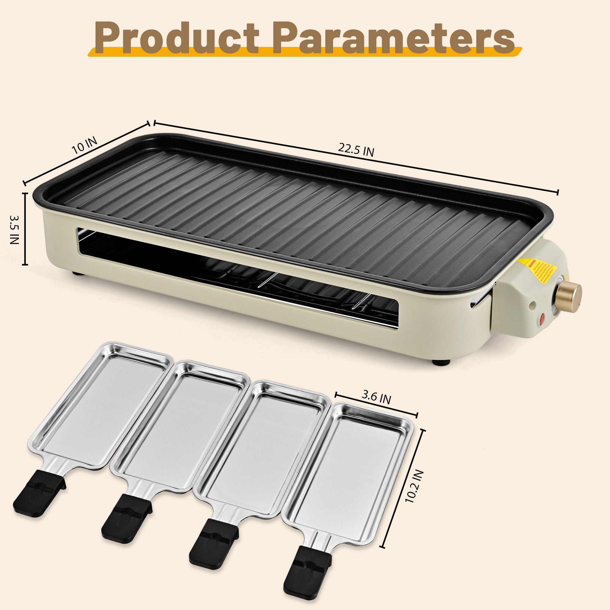 Indoor Electric Grill Smokeless Non-Stick Griddle with Raclette Pans DKS-320/ 321