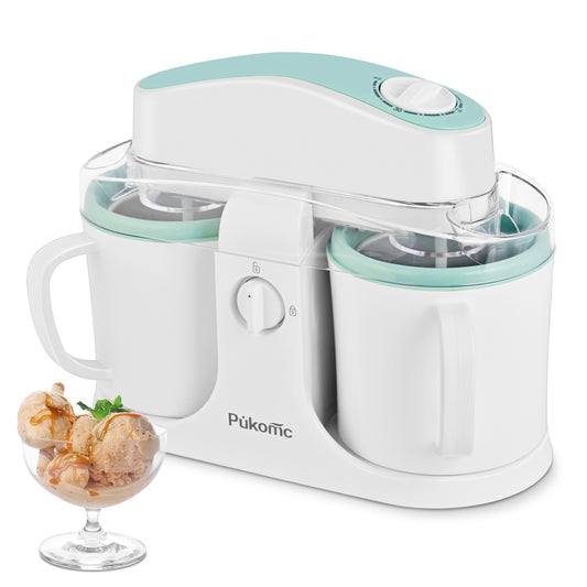 Ice Cream Maker Machine for Home Use, with Two Ice Cream Bowls,Simple Operation and Easy to Clean,White Green
