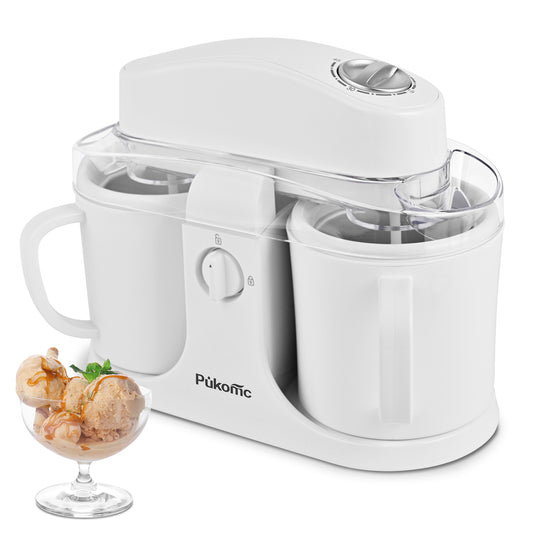 Ice Cream Maker Machine for Home Use, with Two Ice Cream Bowls,Simple Operation and Easy to Clean,White
