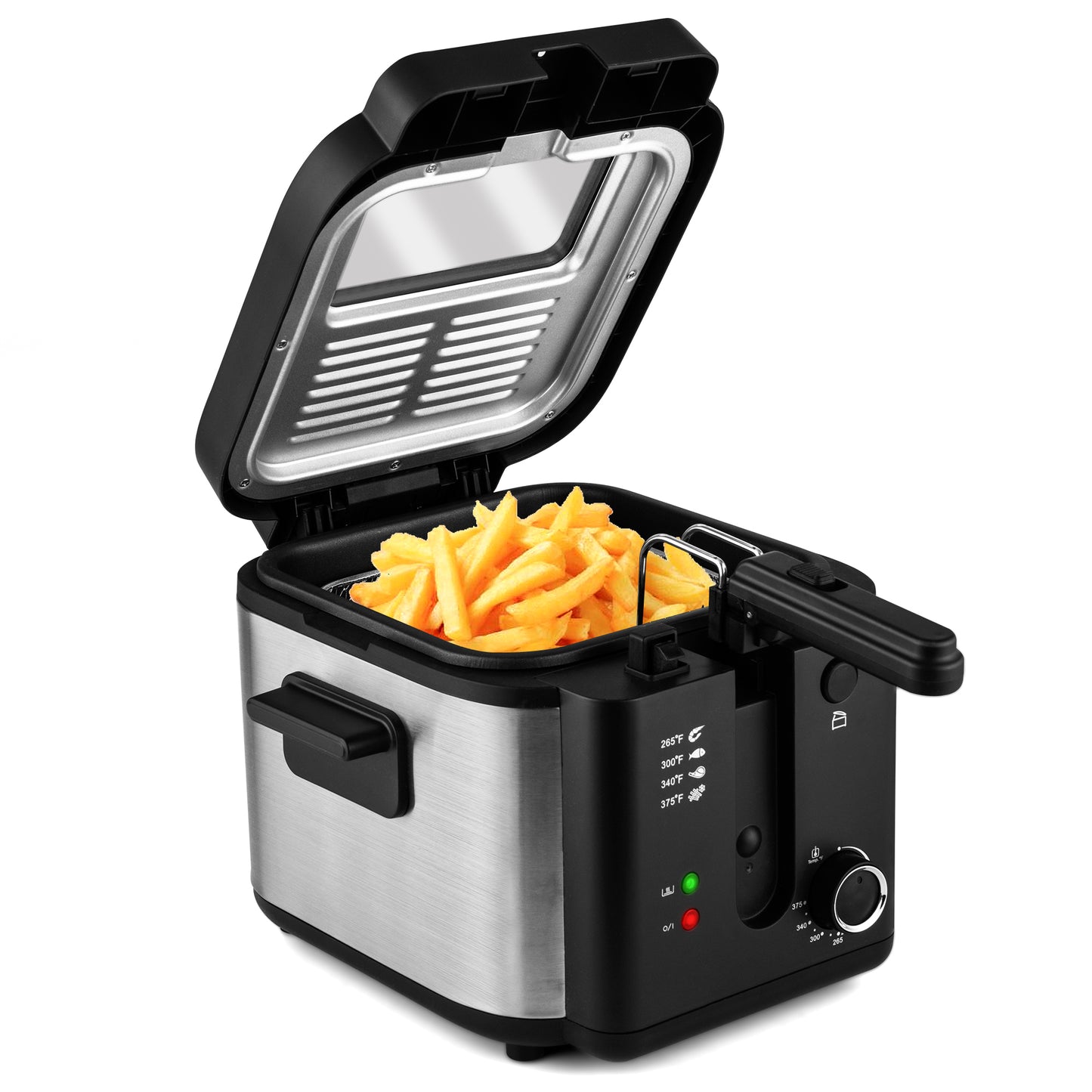 SUSTEAS Deep Fryer with Basket Mother's Day, 1500W Electric Deep Fryers for Home Use with Temperature Control, Removable Lid and 2.5L Non-Stick Inner Pot Easy to Clean