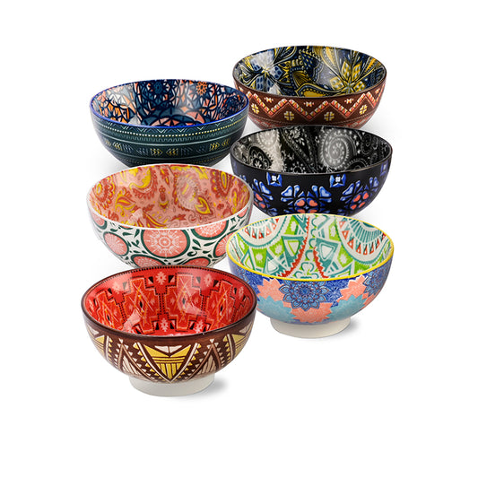 SUSTEAS 21 oz ceramic soup bowls set of 6, colorful porcelain bowls are great gifts and decorations, microwave and dishwasher safe Tableware