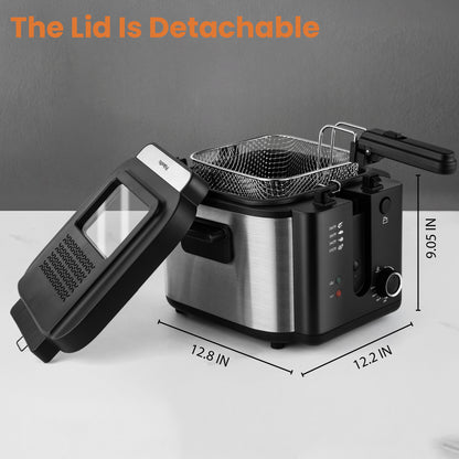SUSTEAS Deep Fryer with Basket Mother's Day, 1500W Electric Deep Fryers for Home Use with Temperature Control, Removable Lid and 2.5L Non-Stick Inner Pot Easy to Clean