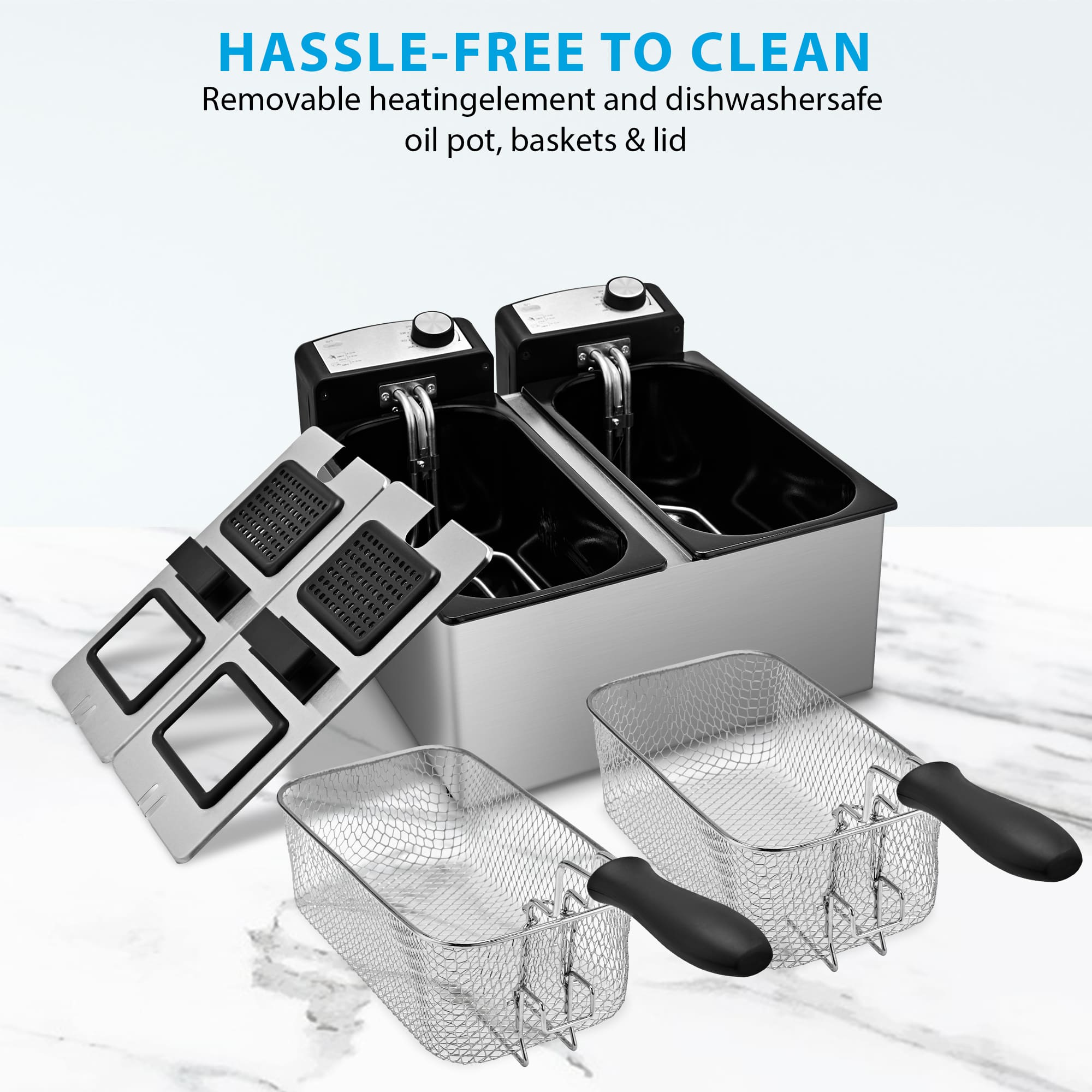 SUSTEAS Electric Fryer Machine for Home, Small Fryer for Kitchen