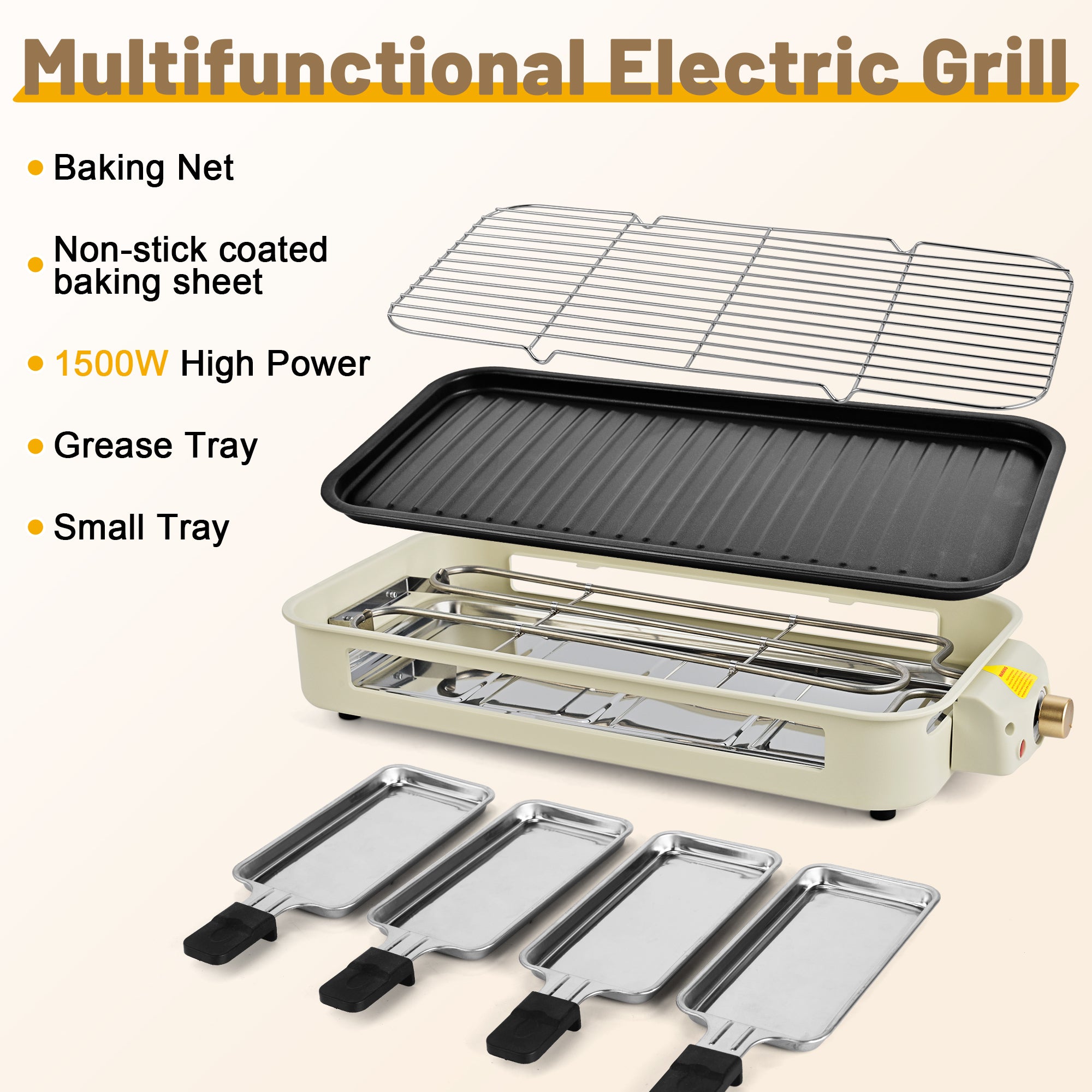 Indoor Electric Grill Smokeless Non-Stick Griddle with Raclette Pans DKS-320/ 321