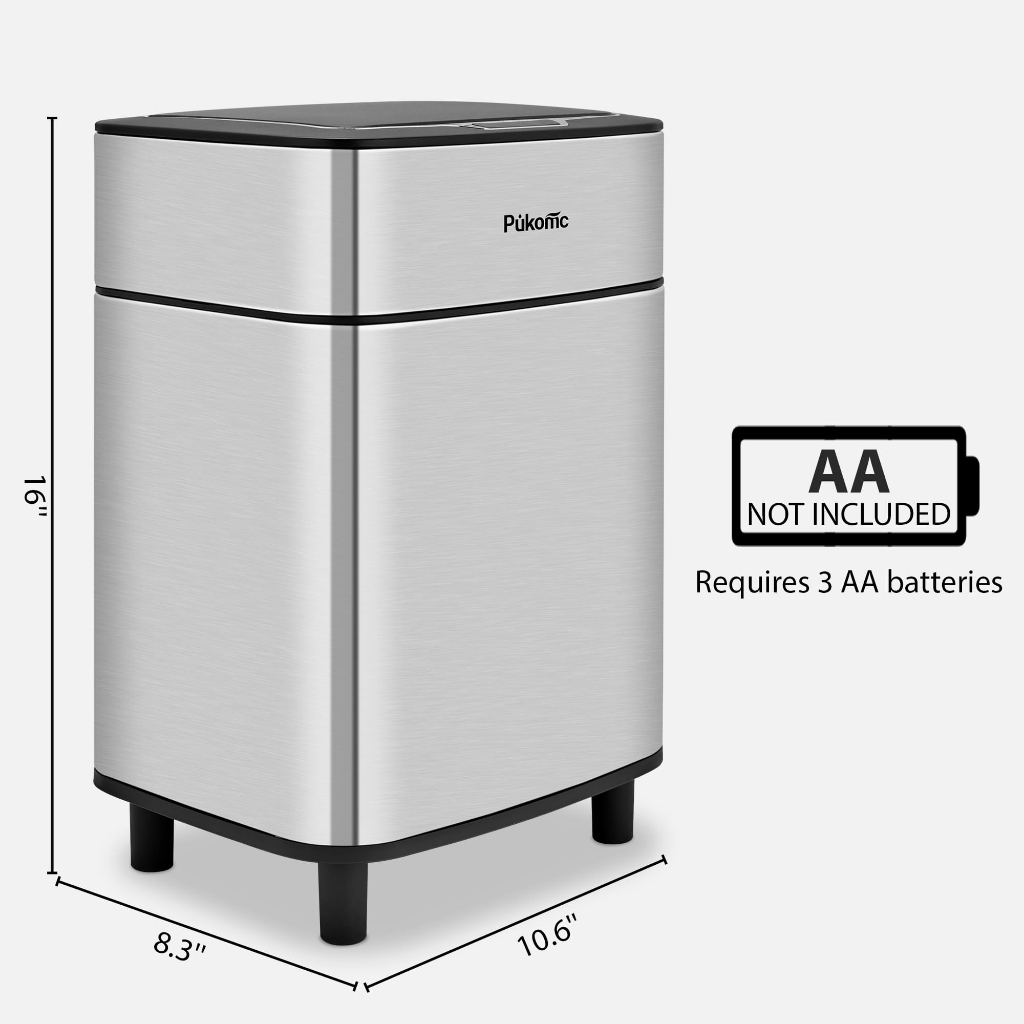 SUSTEAS Stainless Steel Trash Can, Capacity 10L
