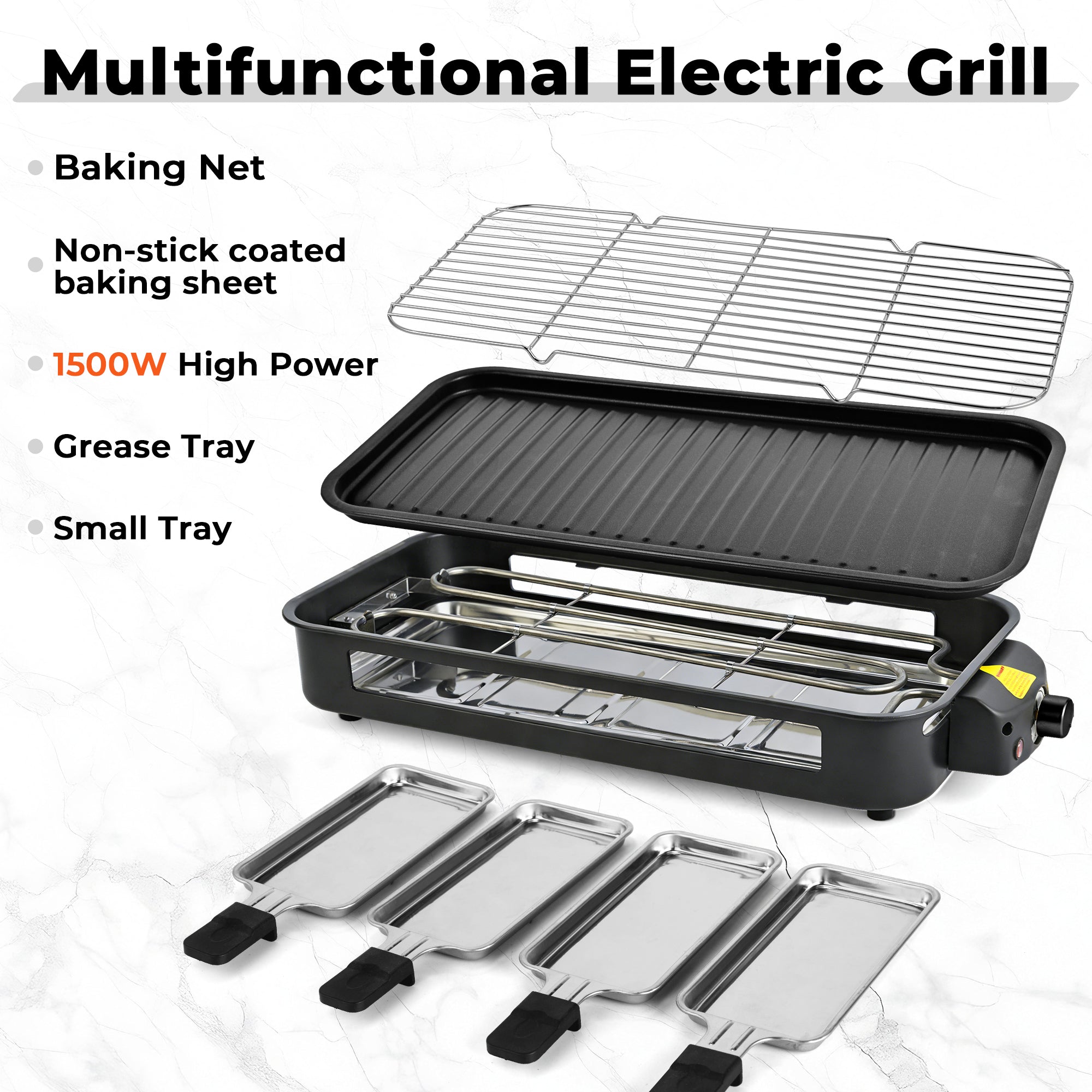 Indoor Electric Grill Smokeless Non-Stick Griddle with Raclette Pans DKS-320/ 321