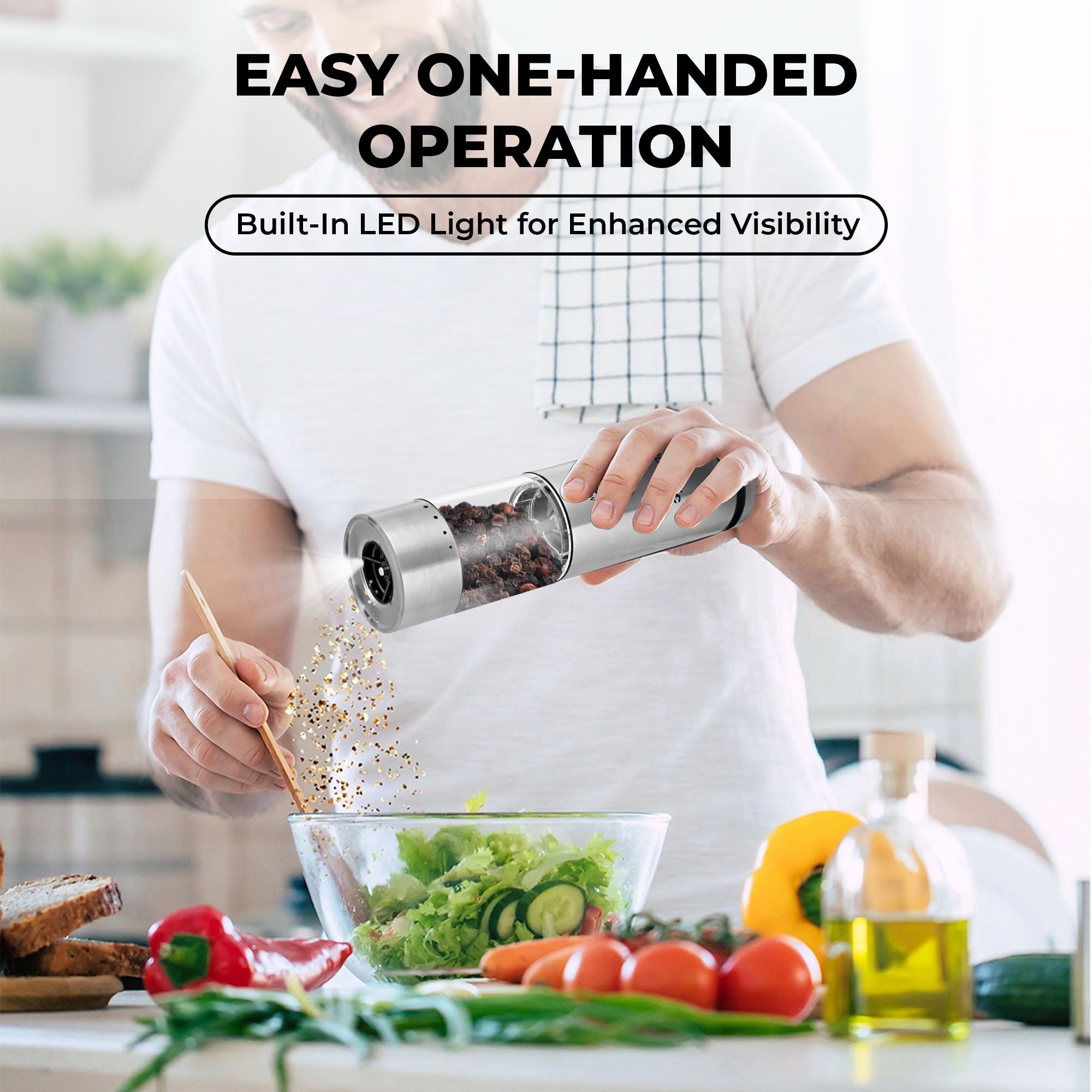 SUSTEAS Electric Salt and Pepper Grinder