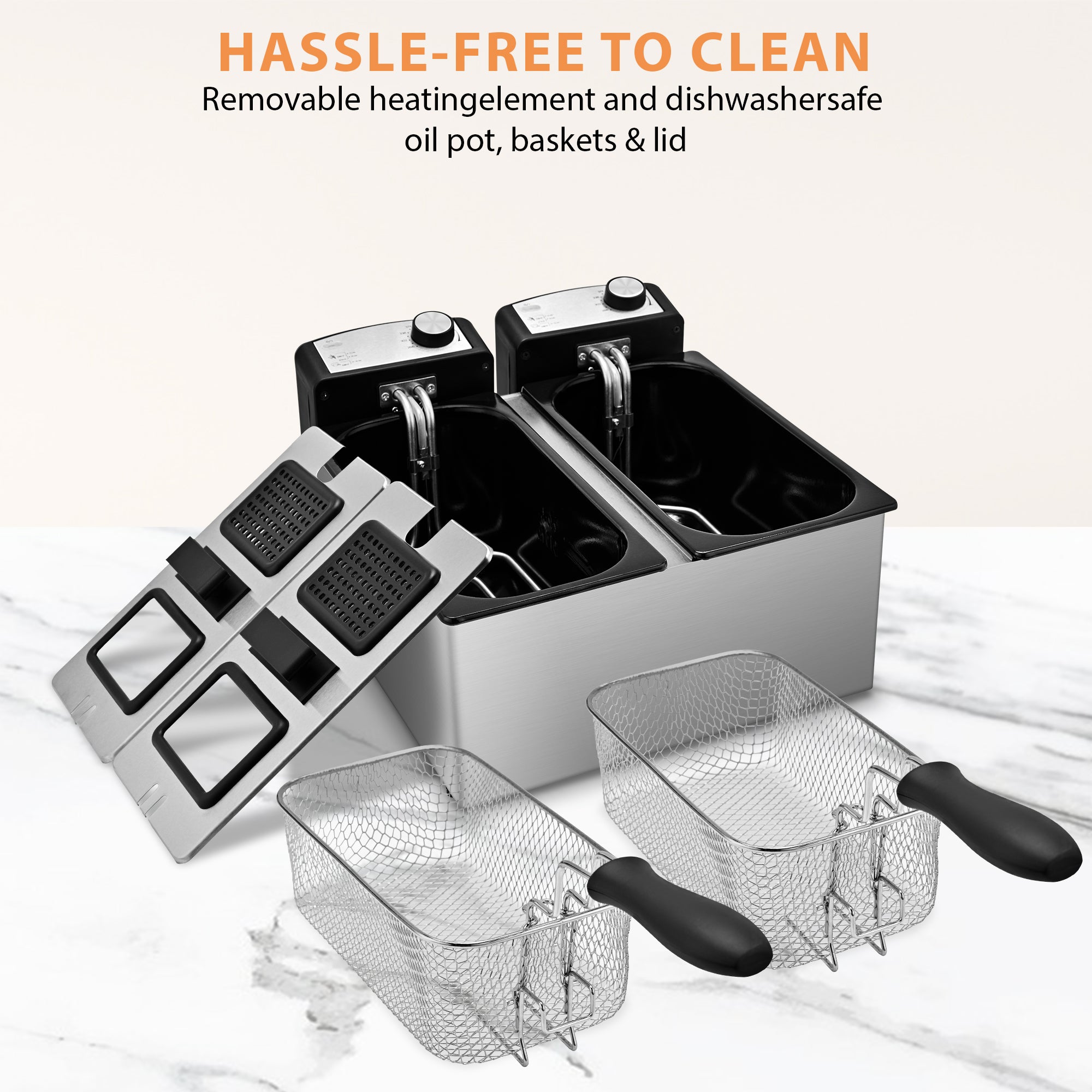 SUSTEAS 2-Basket Electric Deep Fryer