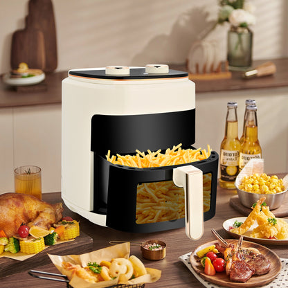 Pukomc Air Fryer,4QT Air Fryers,with Viewing Window,8 Custom Presets Air Fryer Oven with Adjustable Temperature and Time,Non-stick and Dishwasher-Safe Basket