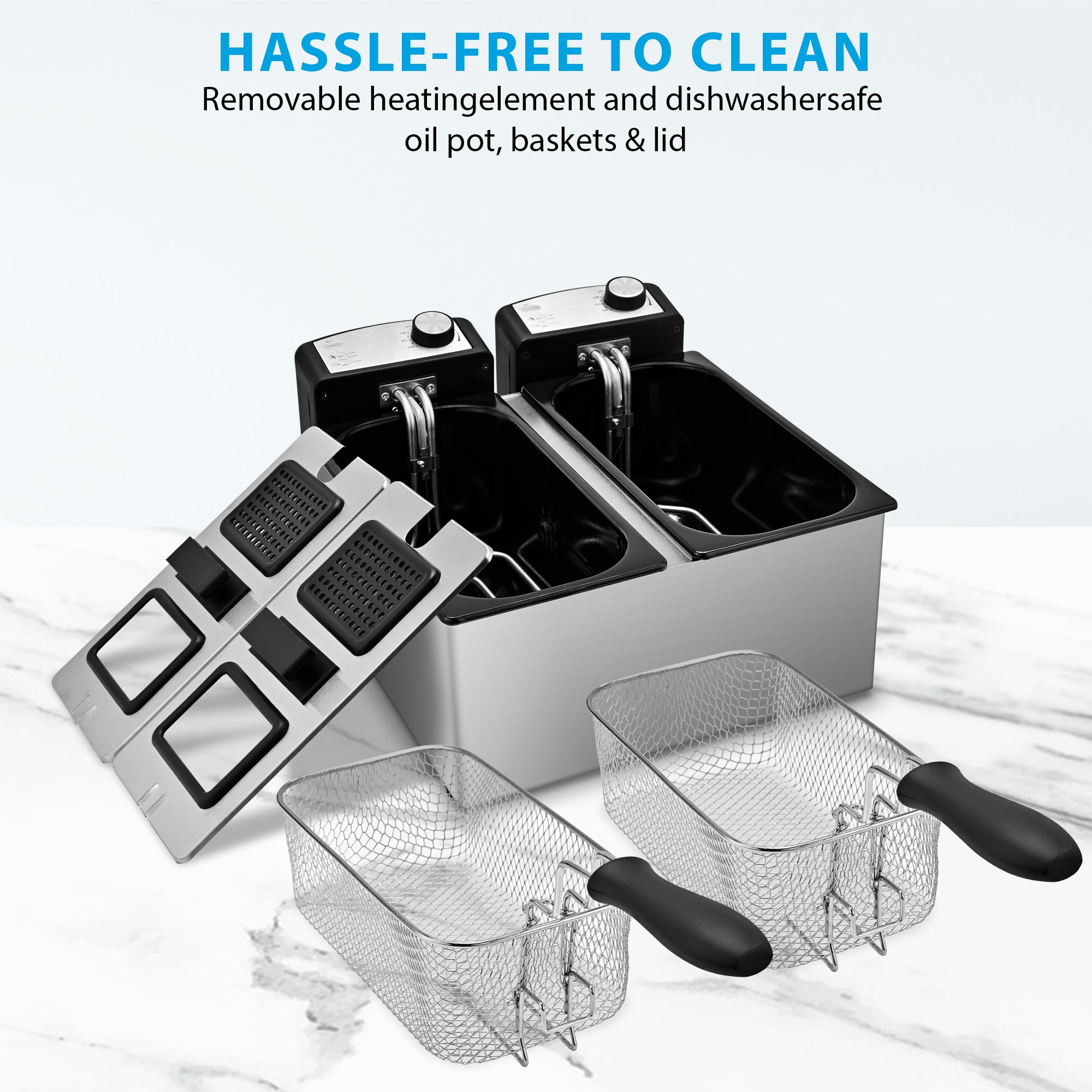 SUSTEAS 2-Basket Electric Deep Fryer