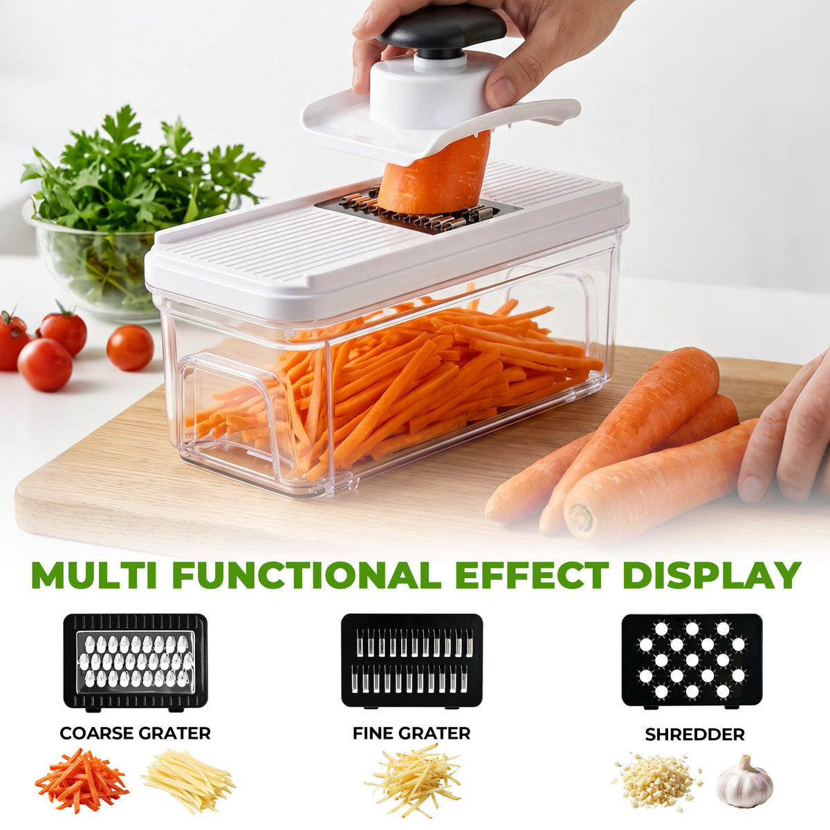7-Blade Vegetable Chopper with Pull-Out Container & Mandoline Slicer B870 - SUSTEAS
