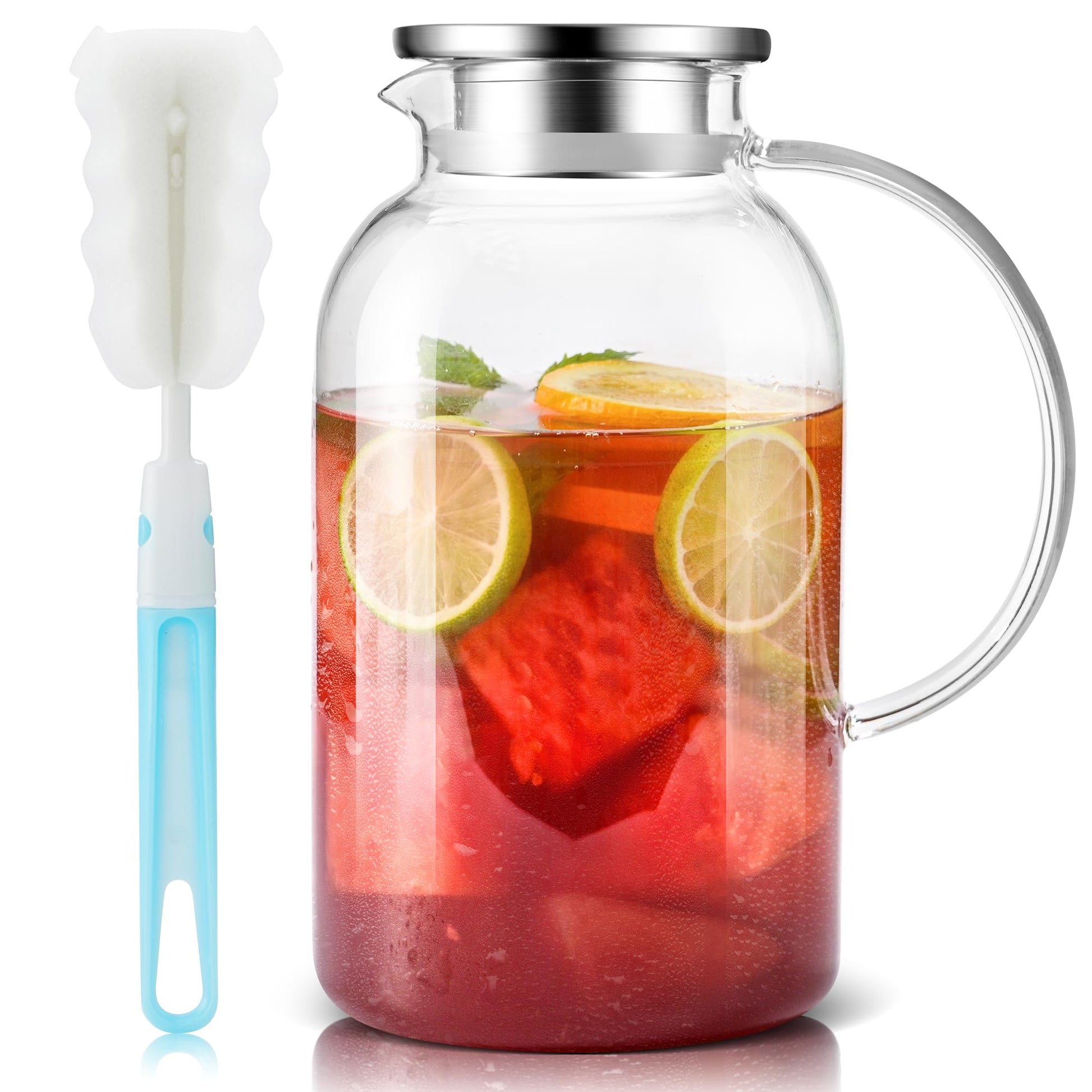51oz Heat Resistant Glass Water Pitcher/Water Carafe with Infuser Pitcher  Lid