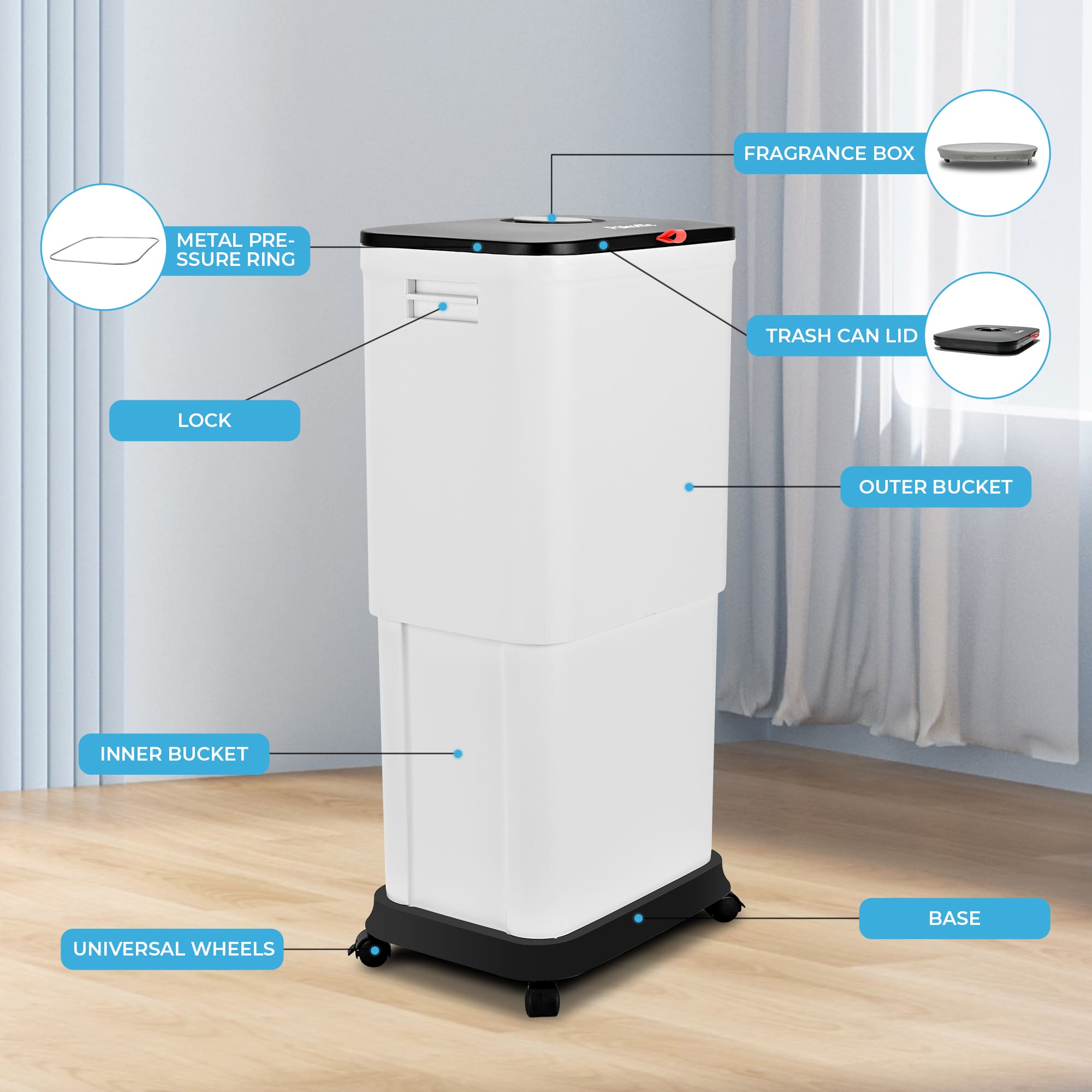 SUSTEAS Telescopic Kitchen Trash Can