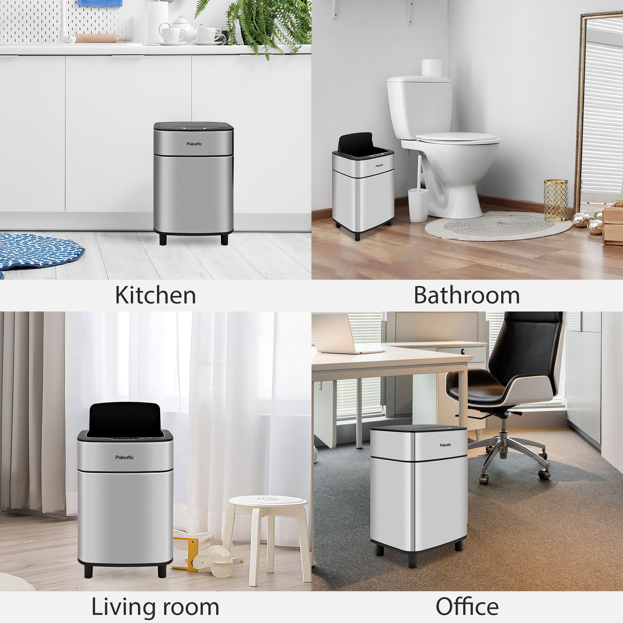 SUSTEAS Stainless Steel Trash Can, Capacity 10L