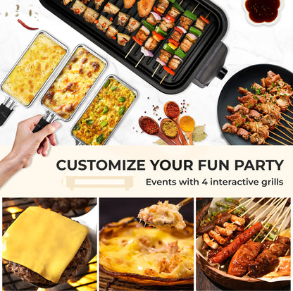 Black Indoor Smokeless Electric Grill, Non-Stick Cooking Removable Plate, Portable Electric Korean BBQ Grill with Removable Temperature Control, Dishwasher Safe, 1500W