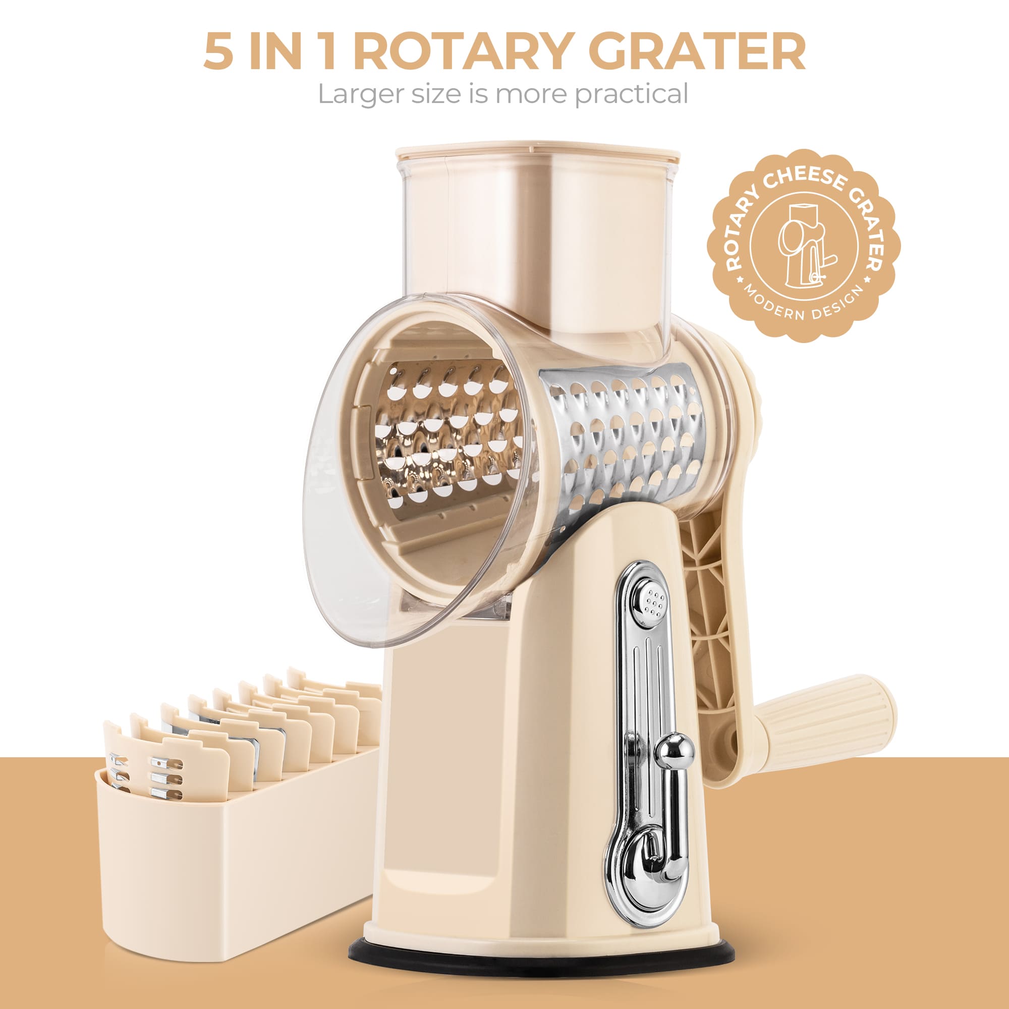 SUSTEAS Rotary Cheese Grater & Vegetable Slicer
