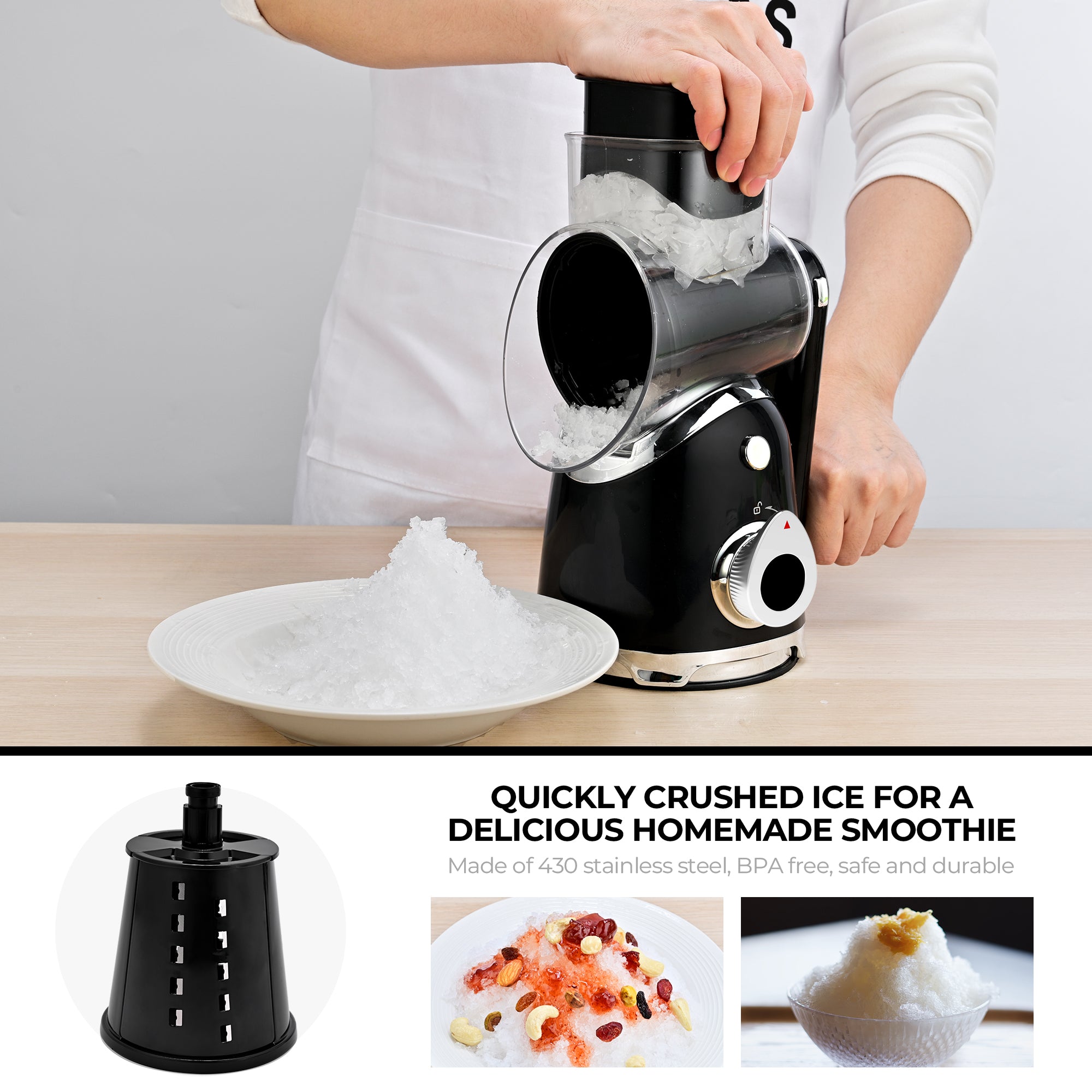Rotary Cheese Grater 6 Blades Vegetable Slicer with Suction Base A911