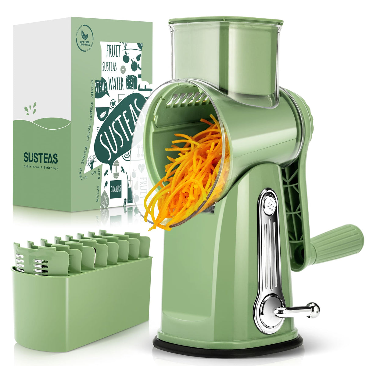 Cheese Grater Green and Salad Spinner Kitchen Bundle LS-1070 + LS-1082C - SUSTEAS