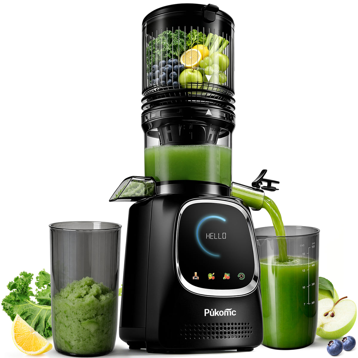 Cold Press Juicer Slow Masticating for Orange Fruits Vegetables, 5.3 inch feed chute 802S - SUSTEAS
