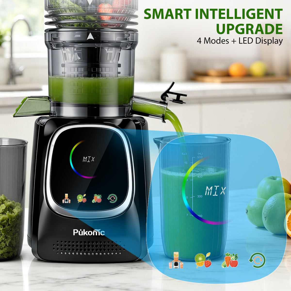 Cold Press Juicer Slow Masticating for Orange Fruits Vegetables, 5.3 inch feed chute 802S - SUSTEAS
