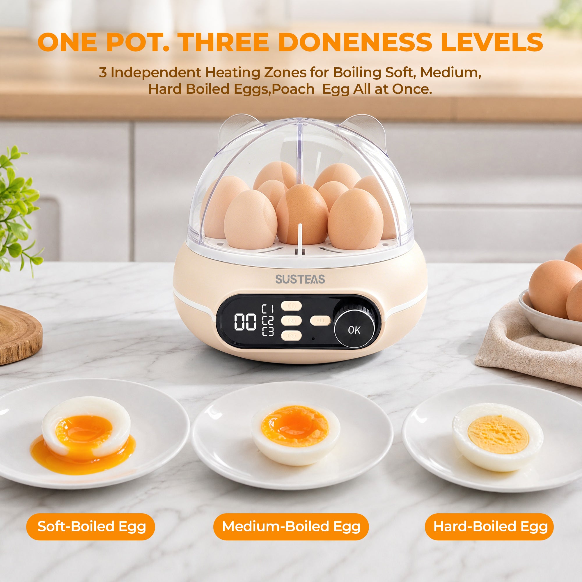 Rapid Egg Cooker 9 Eggs Capacity, Soft, Medium, Hard Boiled Egg Cooker