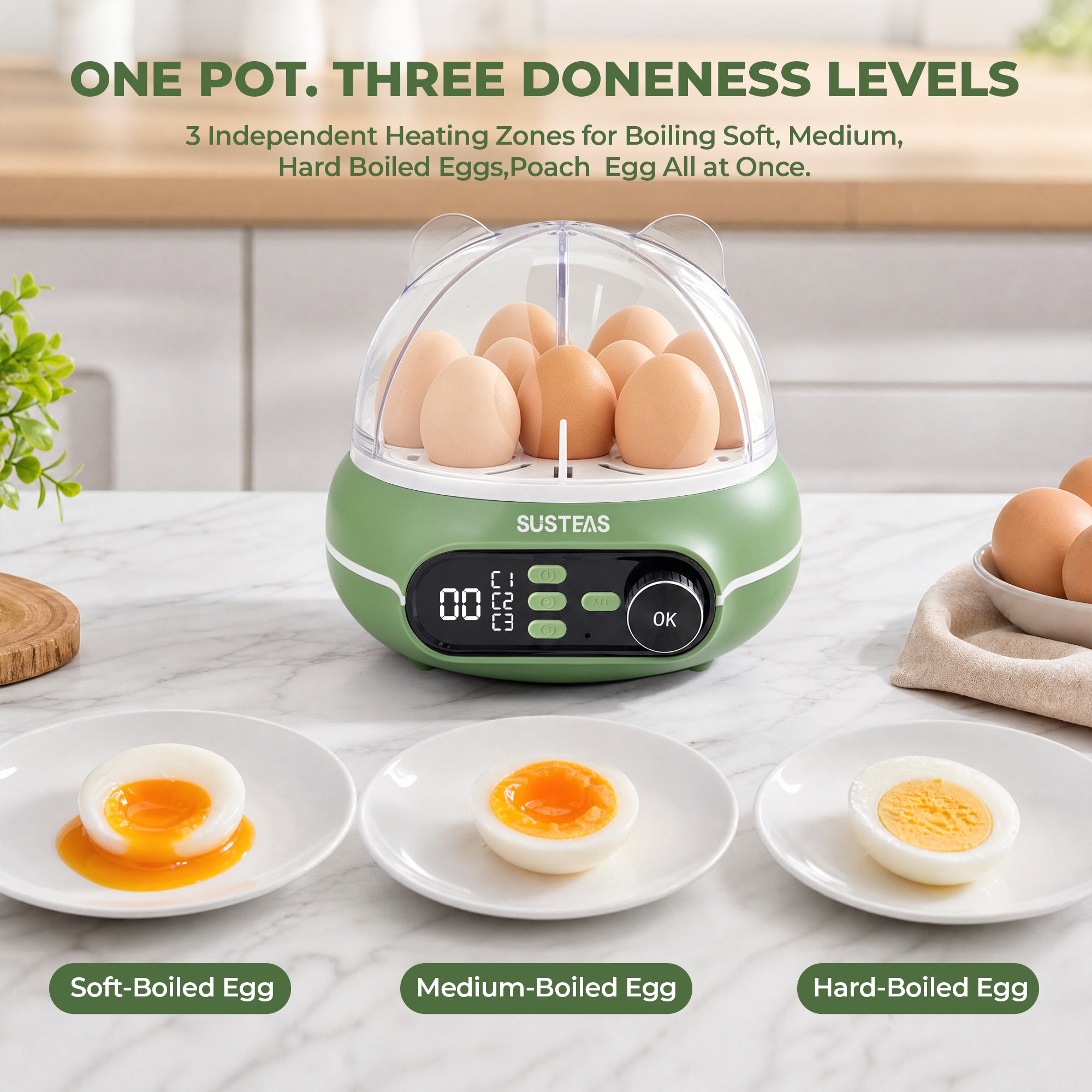 Rapid Egg Cooker 9 Eggs Capacity, Soft, Medium, Hard Boiled Egg Cooker