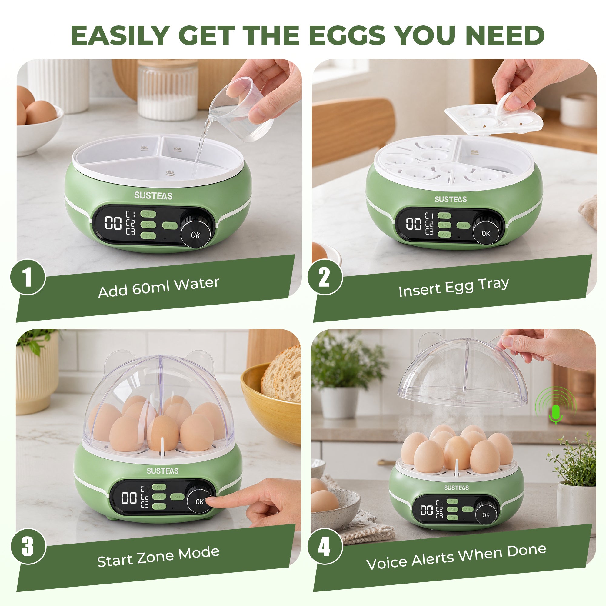 Rapid Egg Cooker 9 Eggs Capacity, Soft, Medium, Hard Boiled Egg Cooker