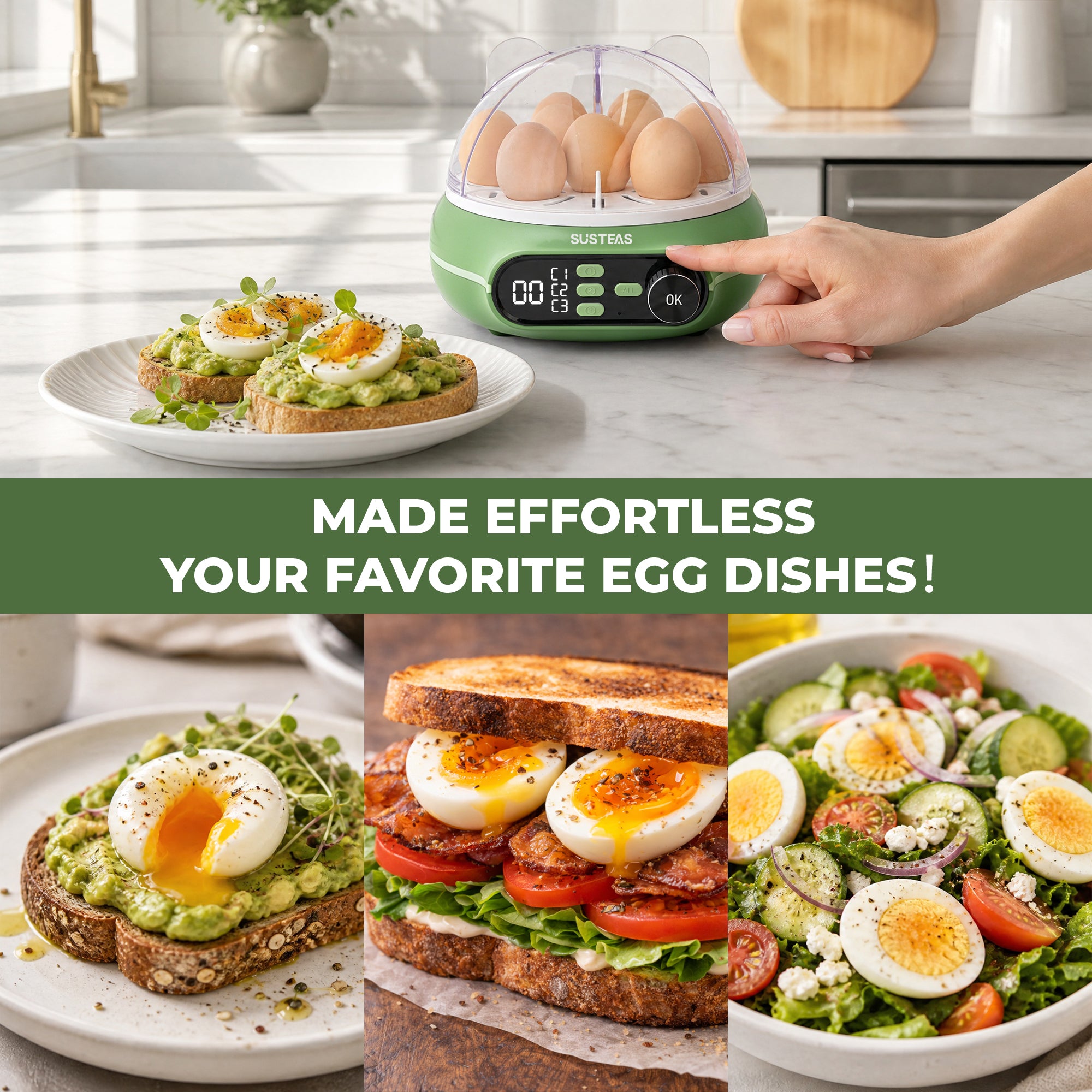 Rapid Egg Cooker 9 Eggs Capacity, Soft, Medium, Hard Boiled Egg Cooker