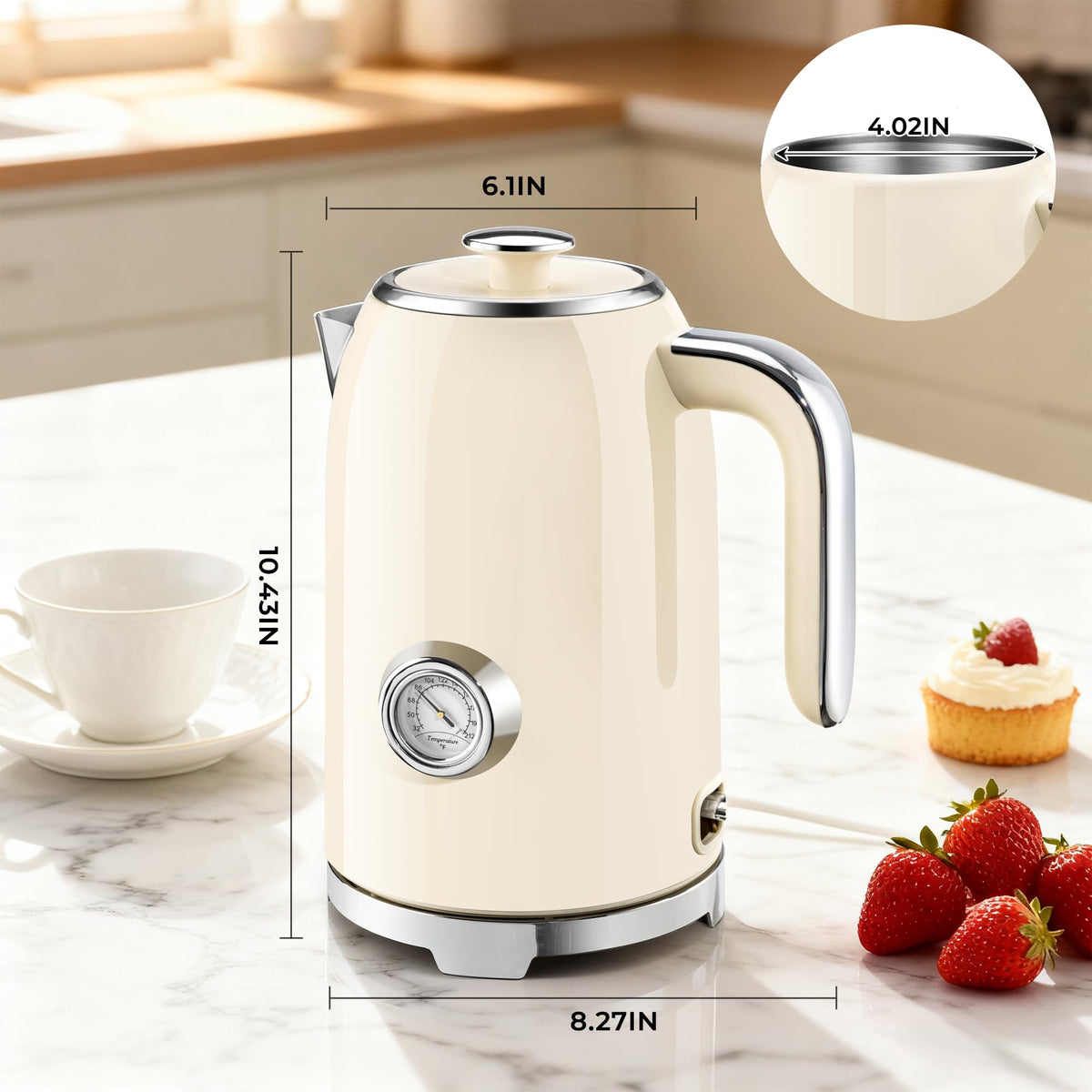 Electric Kettle Fast Boiling 1.7L Stainless Steel Auto Shut Off for Home KE1309BT - SUSTEAS