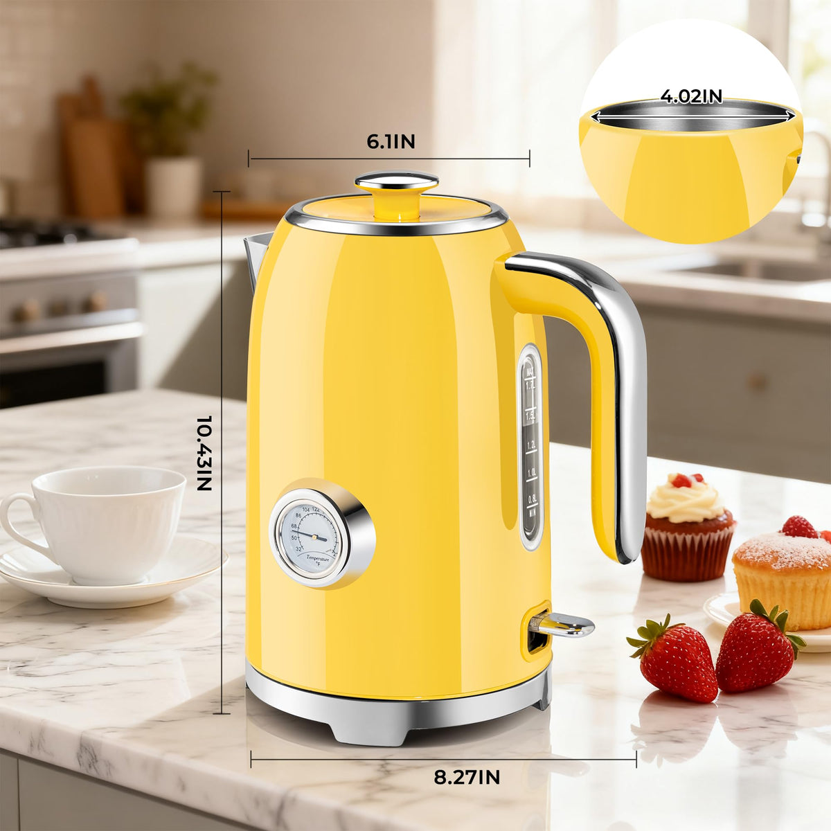 Electric Kettle Fast Boiling 1.7L Stainless Steel Auto Shut Off for Home KE1309BT - SUSTEAS
