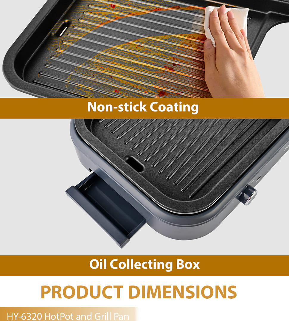 SUSTEAS Electric Grill,1500W Temperature Control, Gray Color