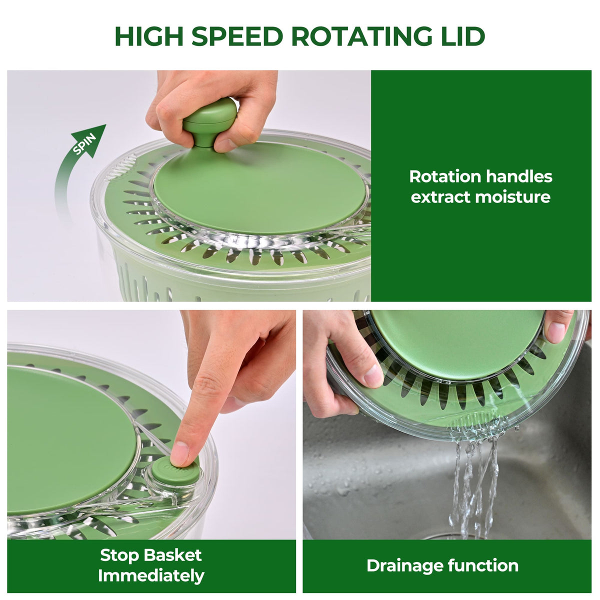 Cheese Grater Green and Salad Spinner Kitchen Bundle LS-1070 + LS-1082C - SUSTEAS