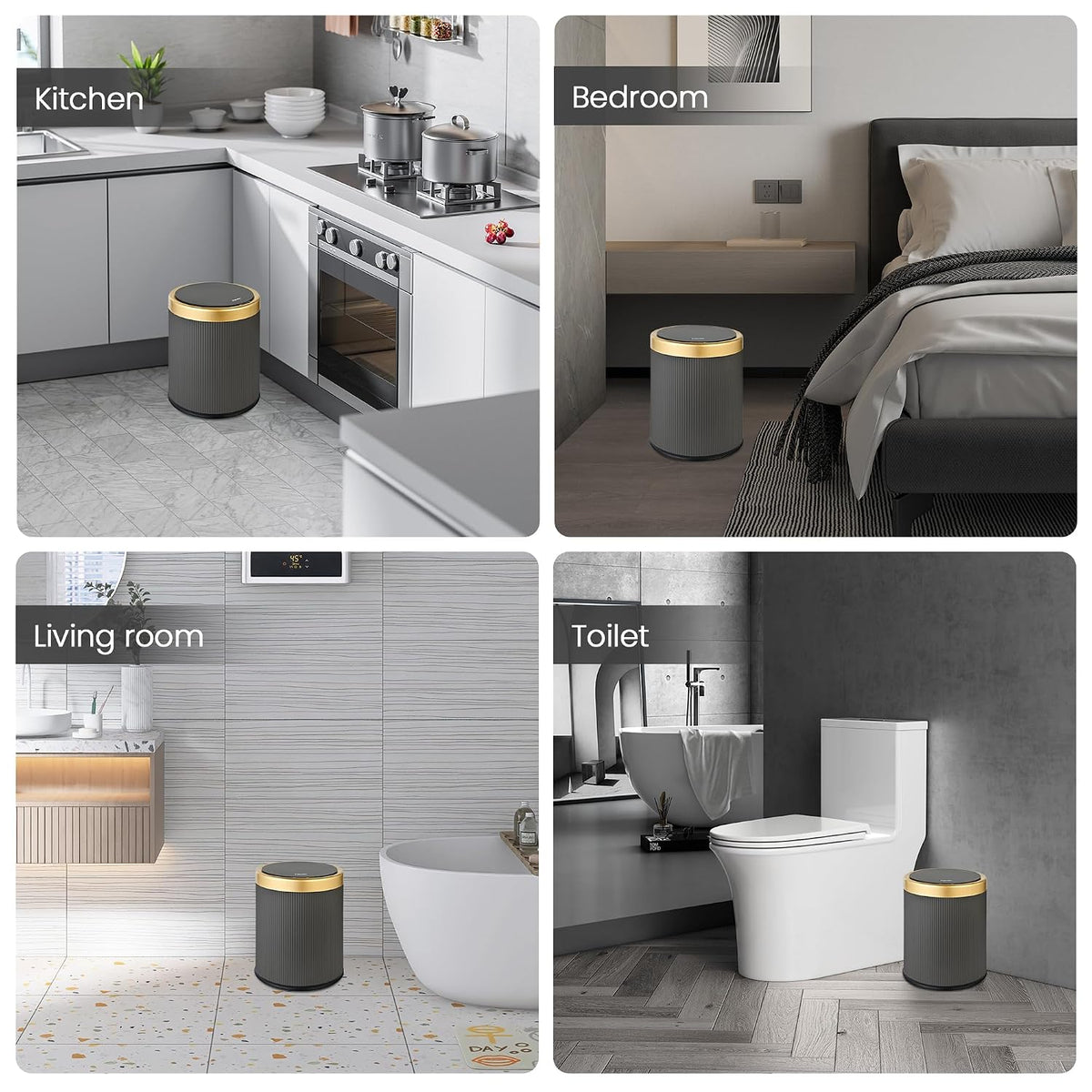 Pukomc® Automatic Motion Sensor Trash Can 13L with Touchless Lid & Odor Control (TG6130)