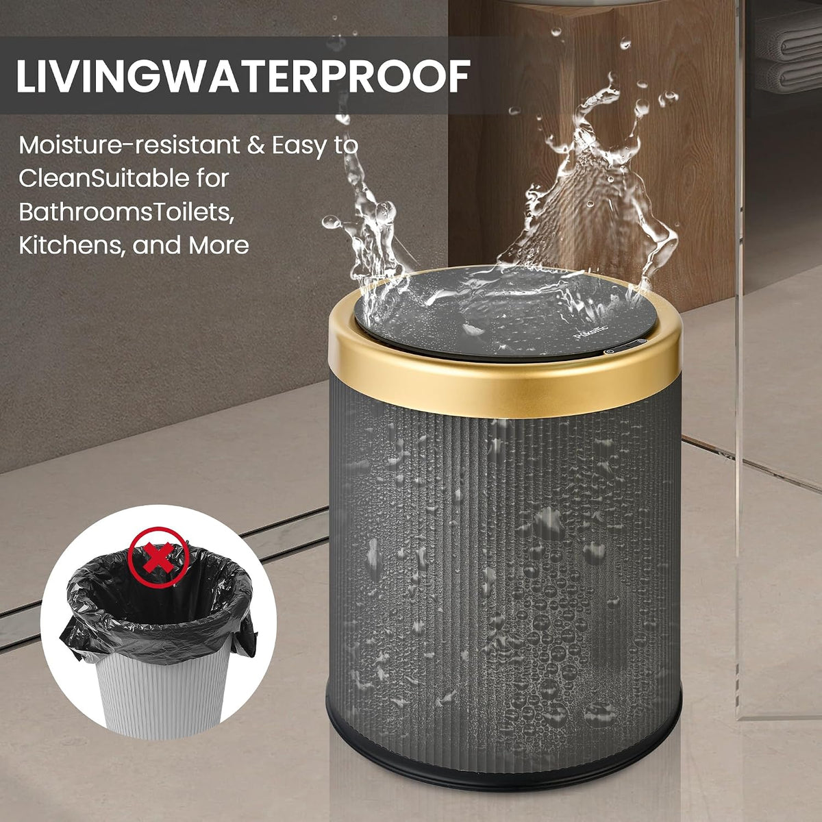Pukomc® Automatic Motion Sensor Trash Can 13L with Touchless Lid & Odor Control (TG6130)