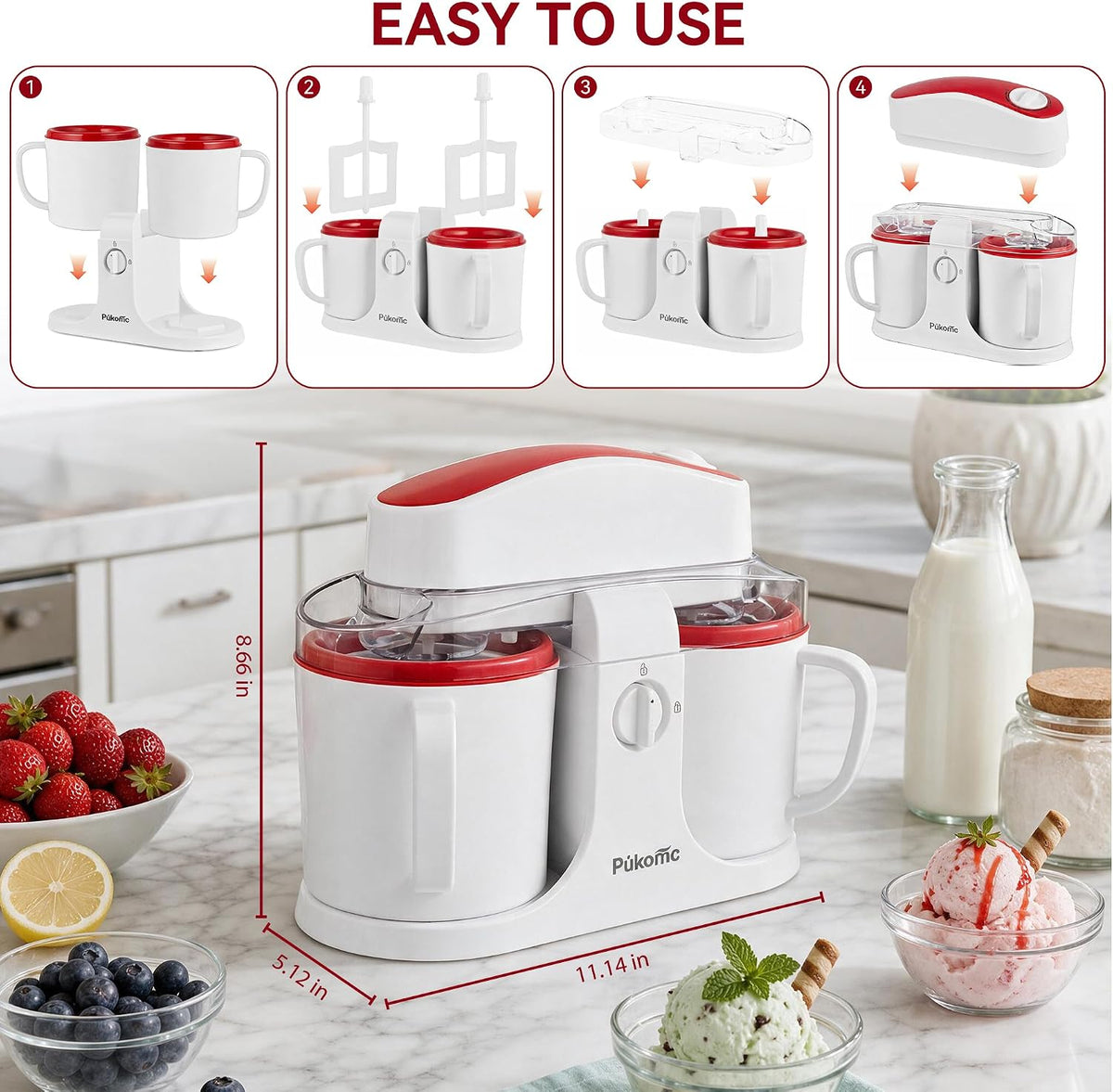 Swirl Ice Cream Maker Automatic with Timer for Home SU-591