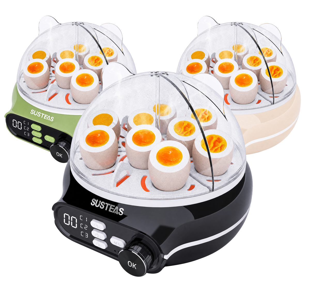 Rapid Egg Cooker 9 Eggs Capacity, Soft, Medium, Hard Boiled Egg Cooker ZD7000 - SUSTEAS