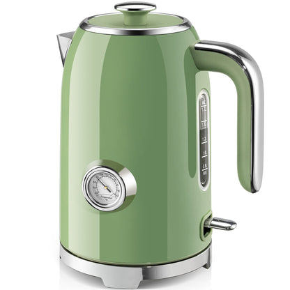 Green electric kettle SMEG for boiling water and making tea or