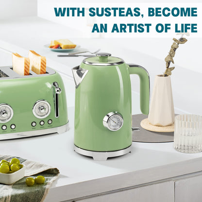 Susteas Rapid Heating Stainless Steel Electric Tea Kettle (Green)